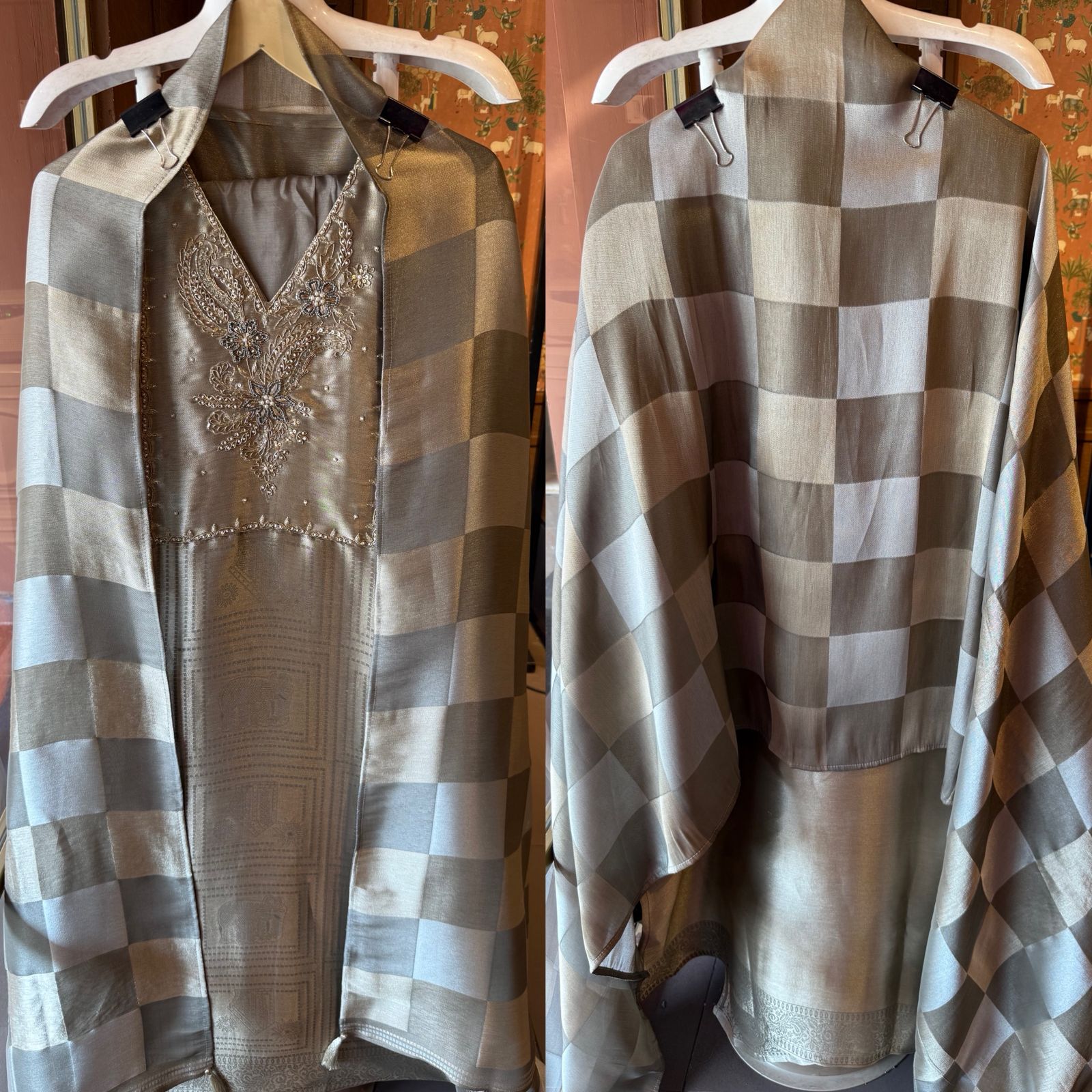 Refined Silhouettes Embroidered Silk Suit