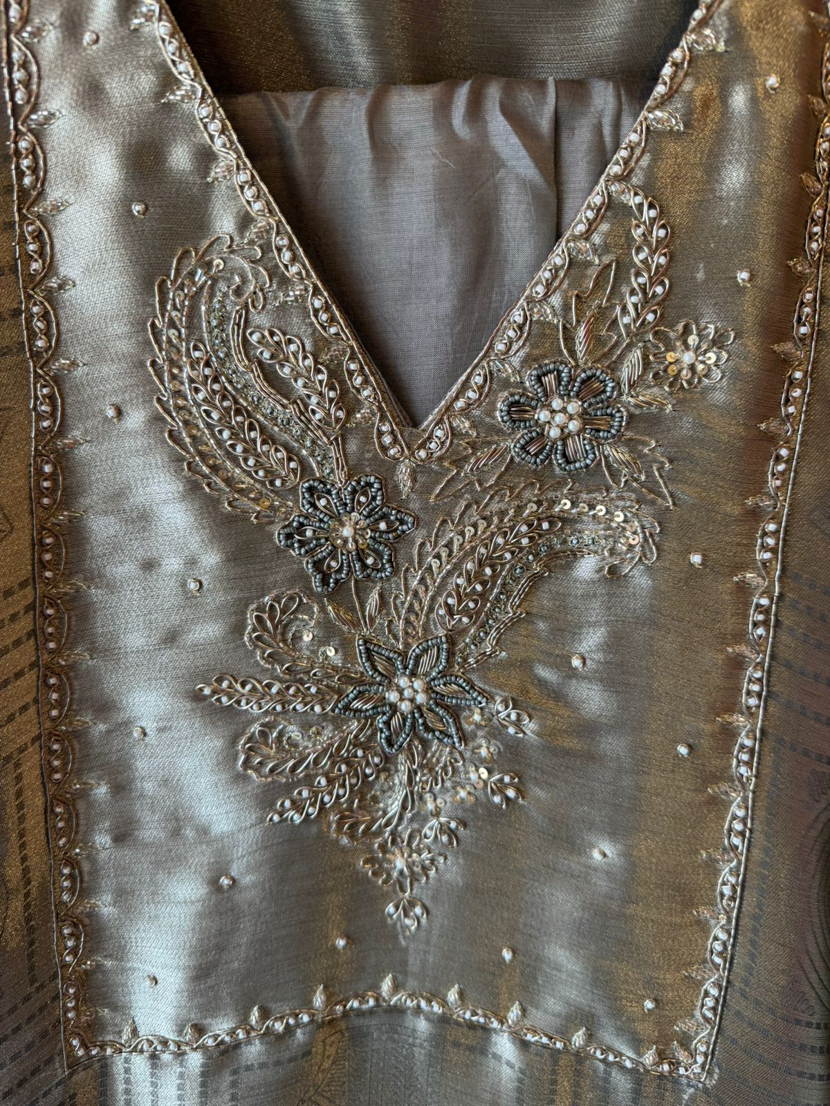 Refined Silhouettes Embroidered Silk Suit