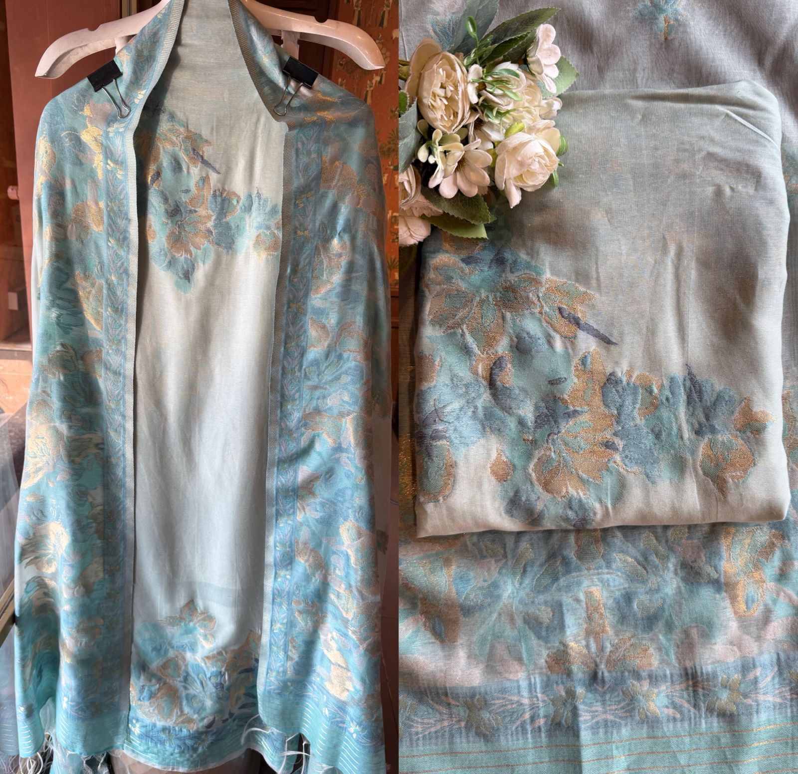 Premium Jamdaani Unstitched Silk Suit