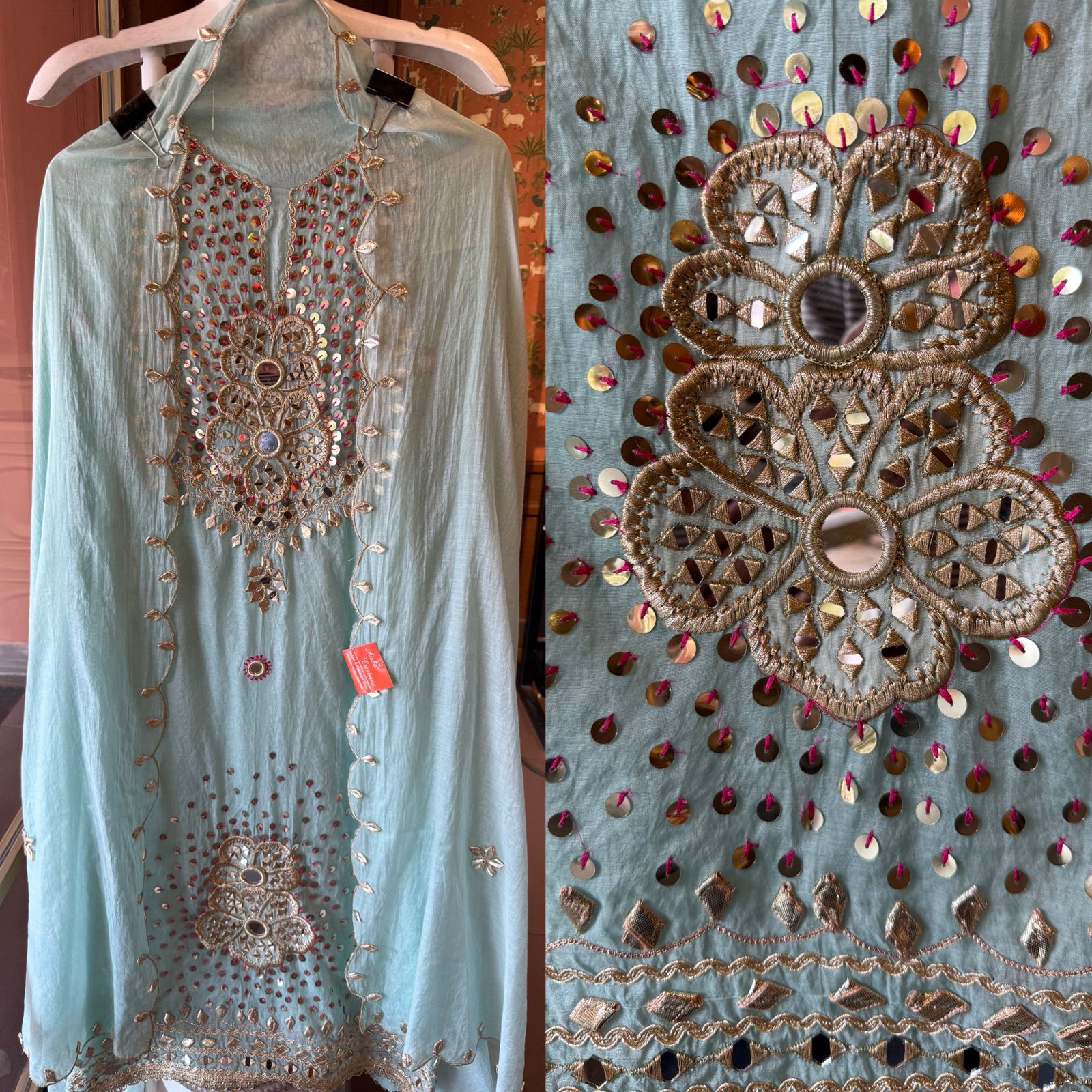 Heavily embellished traditional suit