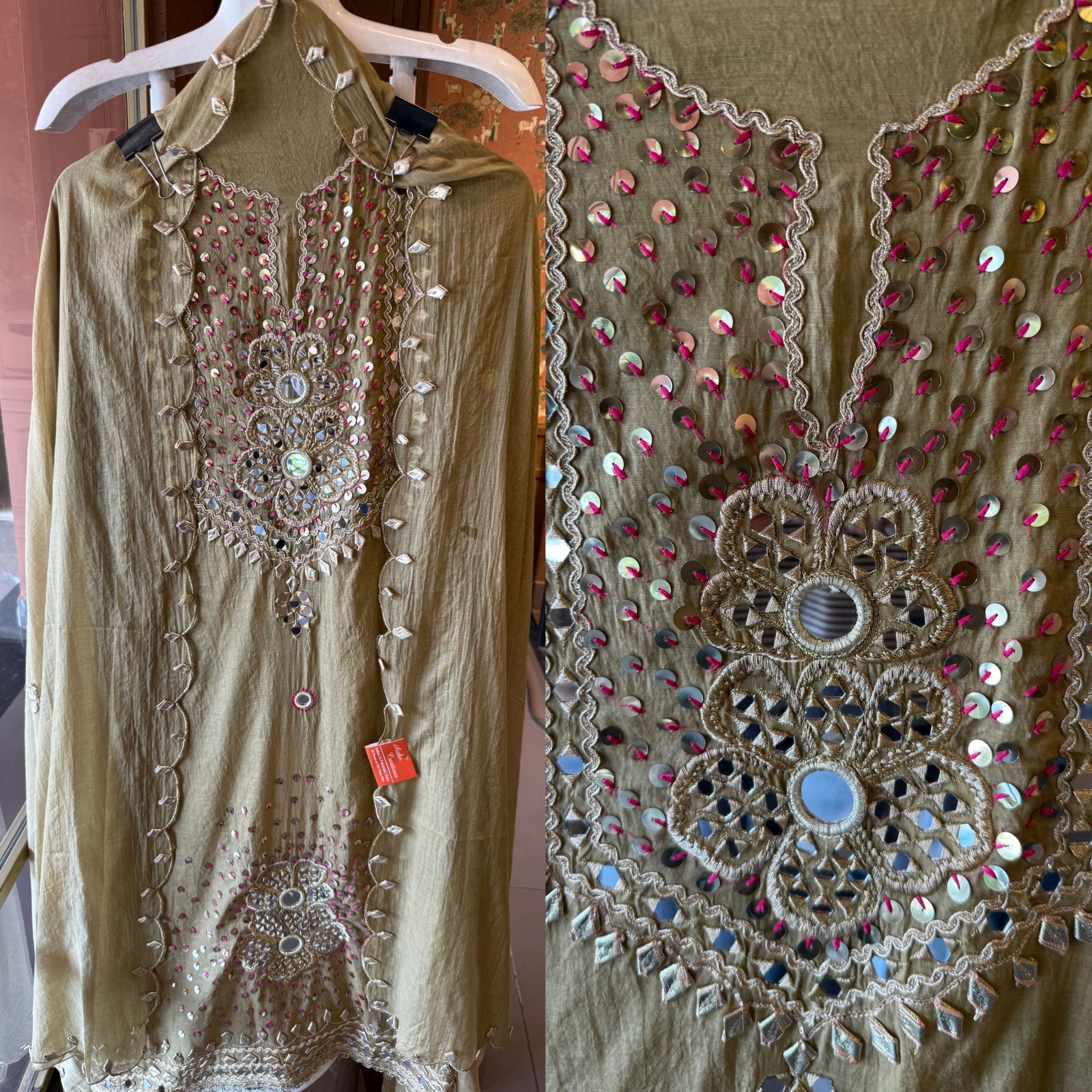 Heavily embellished traditional suit