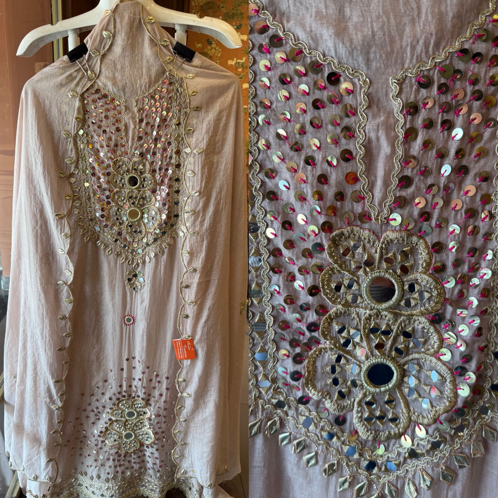 Heavily embellished traditional suit