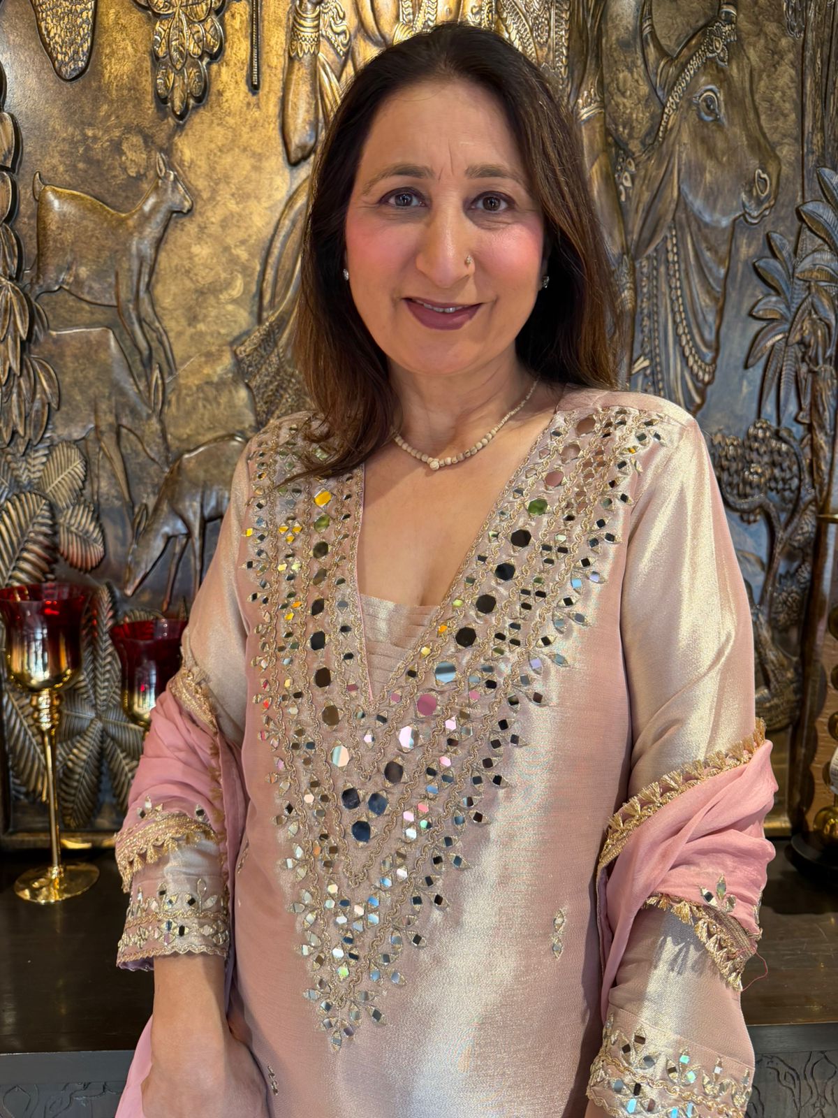 Luxury Giraffe Tissue Straight Kurta Set