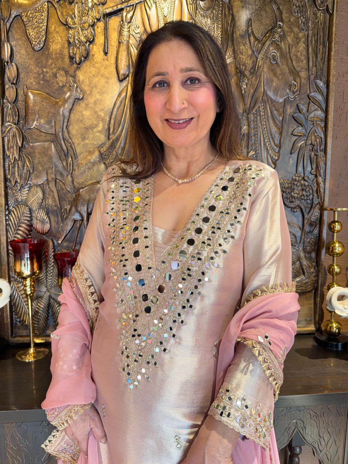 Luxury Giraffe Tissue Straight Kurta Set