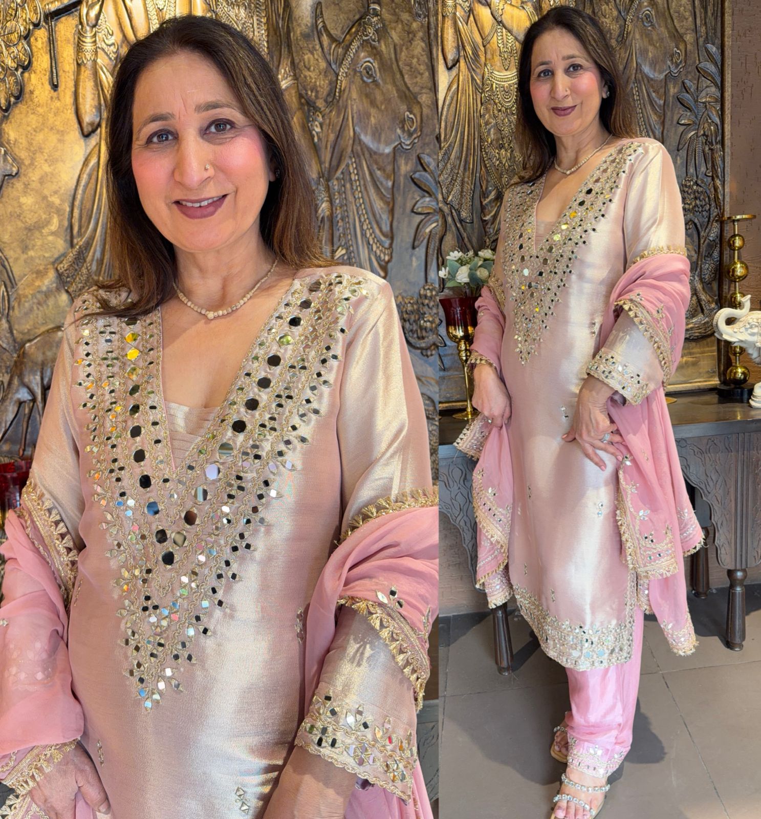 Luxury Giraffe Tissue Straight Kurta Set