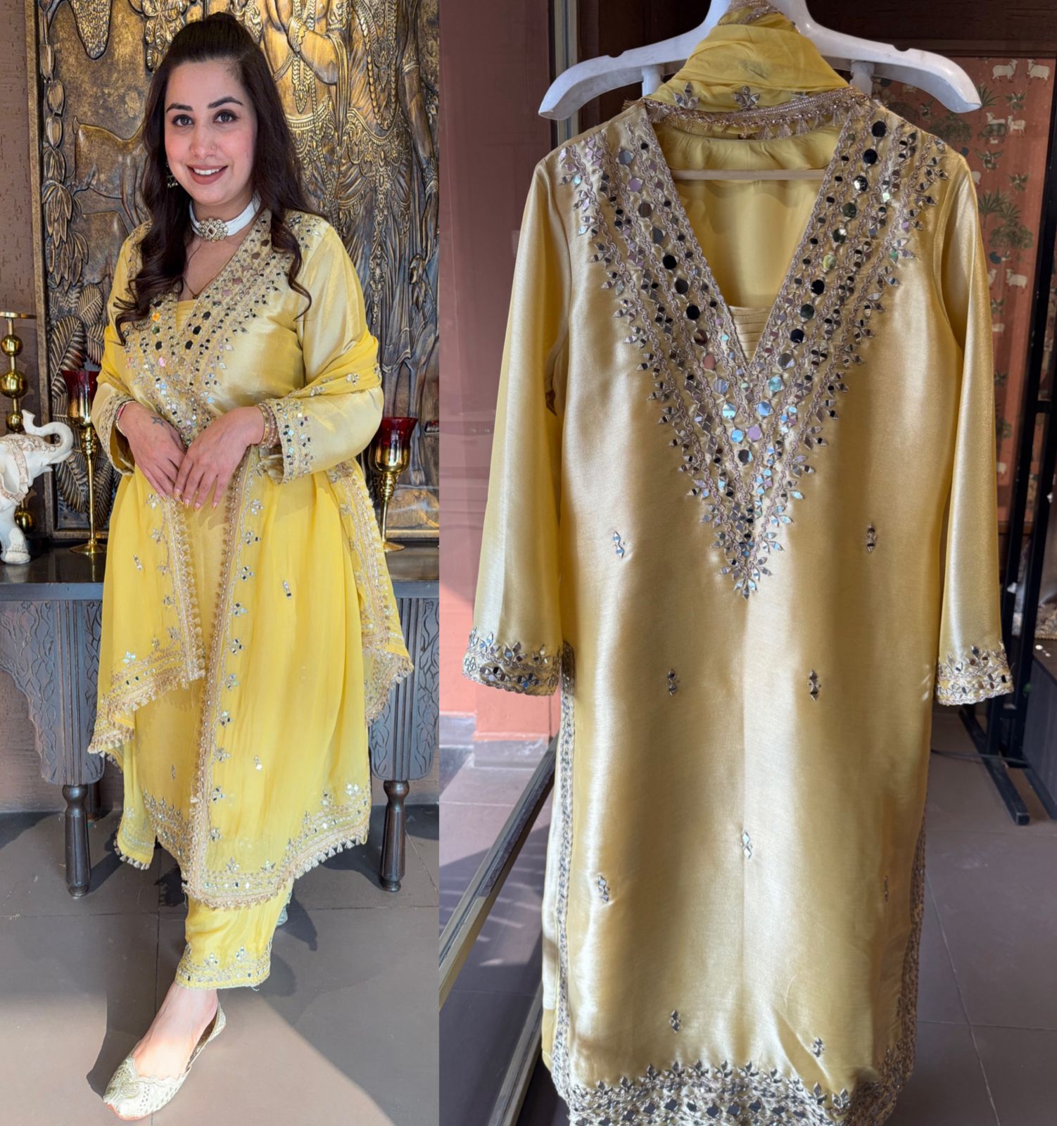 Luxury Giraffe Tissue Straight Kurta Set