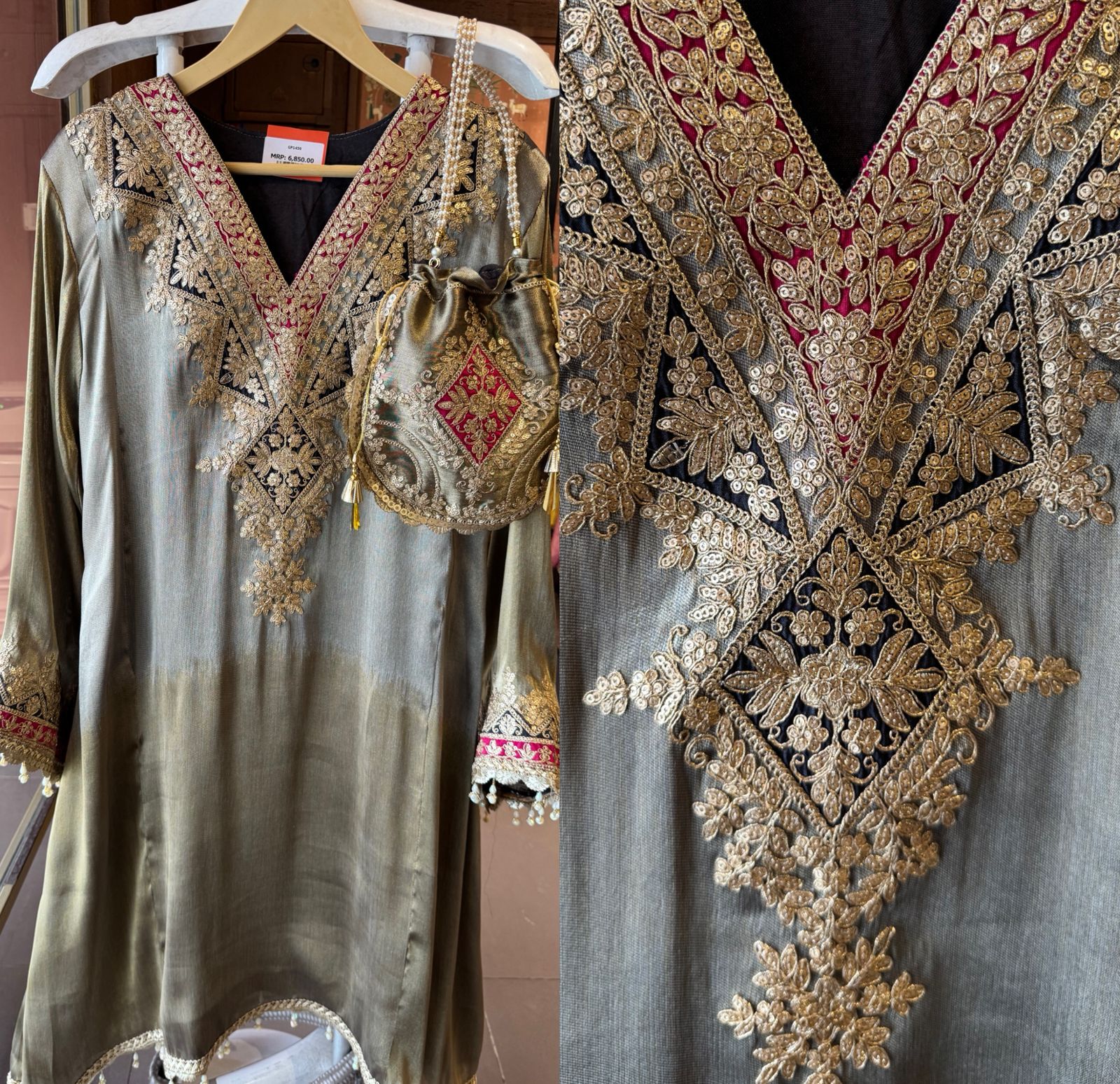 Luxury Giraffe Tissue Straight Kurta Set