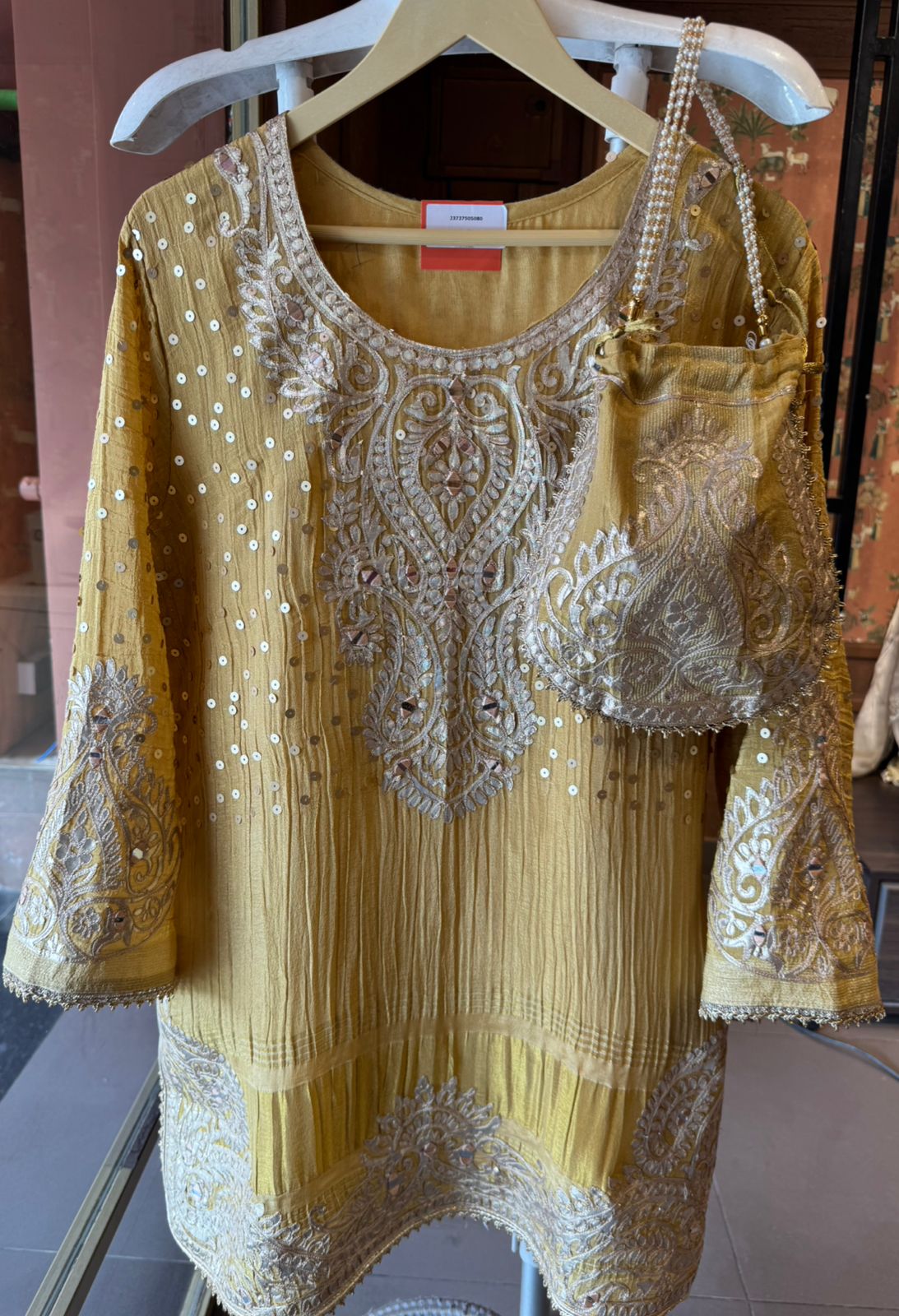 Premium Embroidered Coord Set with Potli Bag