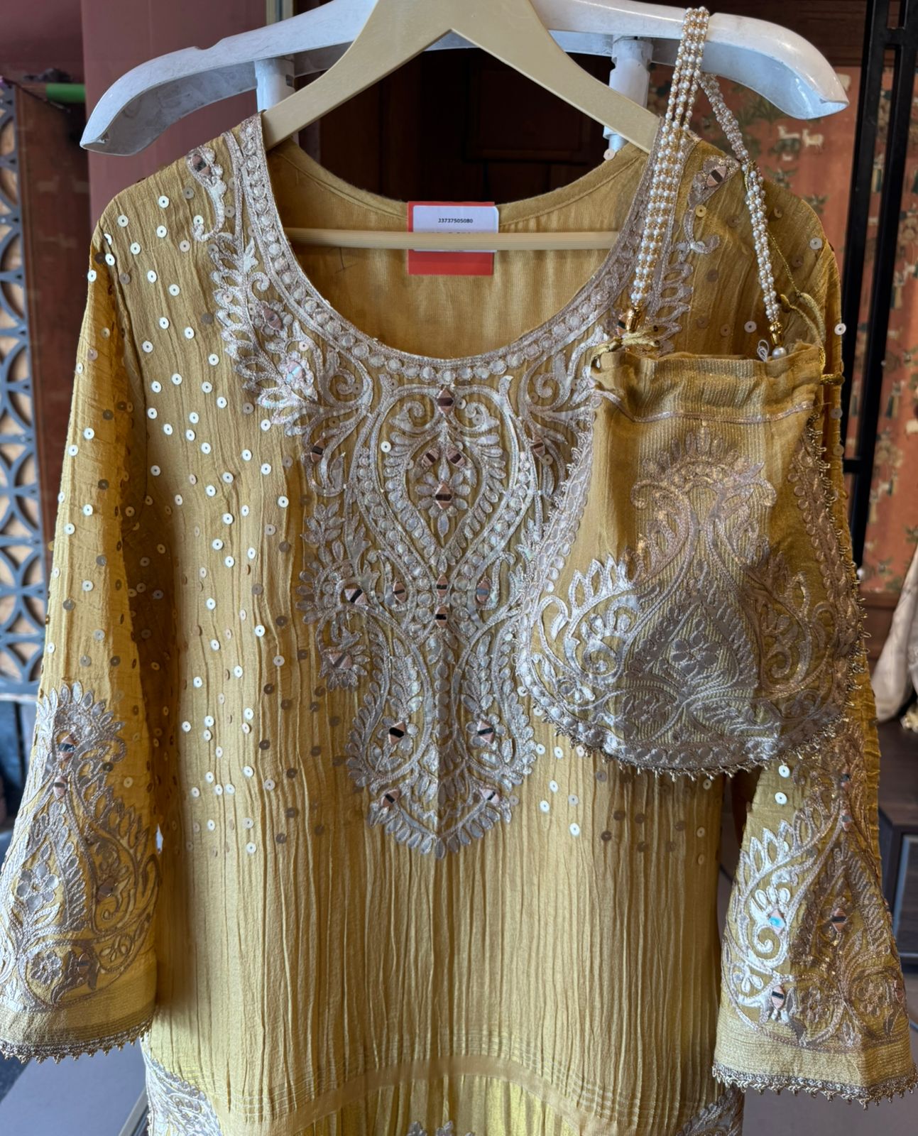 Premium Embroidered Coord Set with Potli Bag