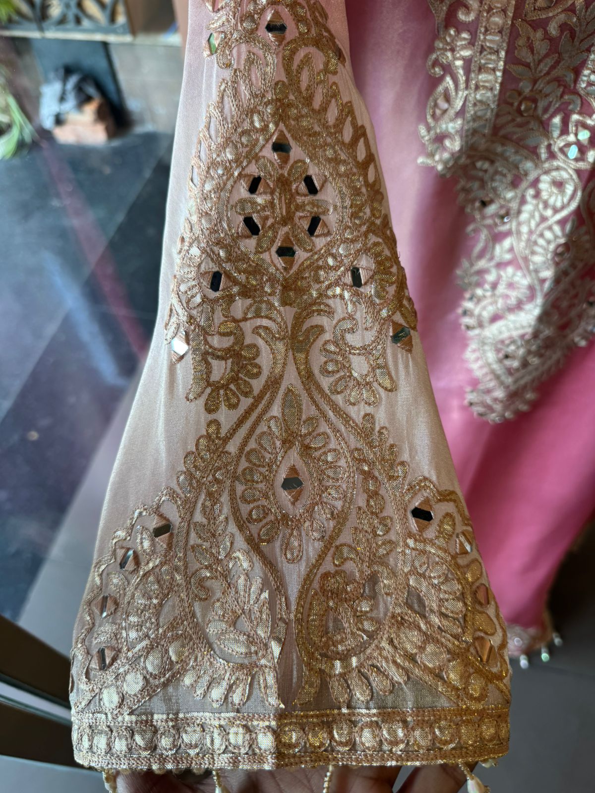 Elegant Embroidered Shimmer tissue Long Dress