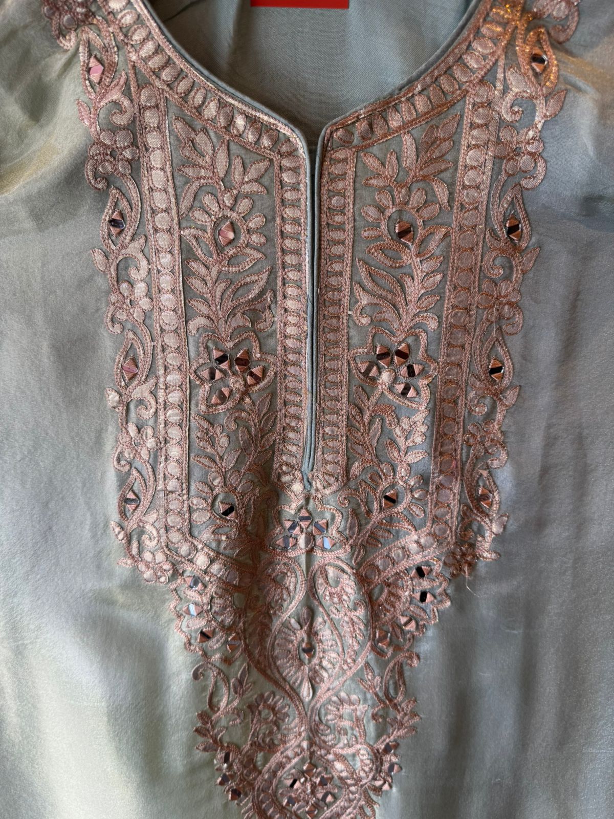 Elegant Embroidered Shimmer tissue Long Dress