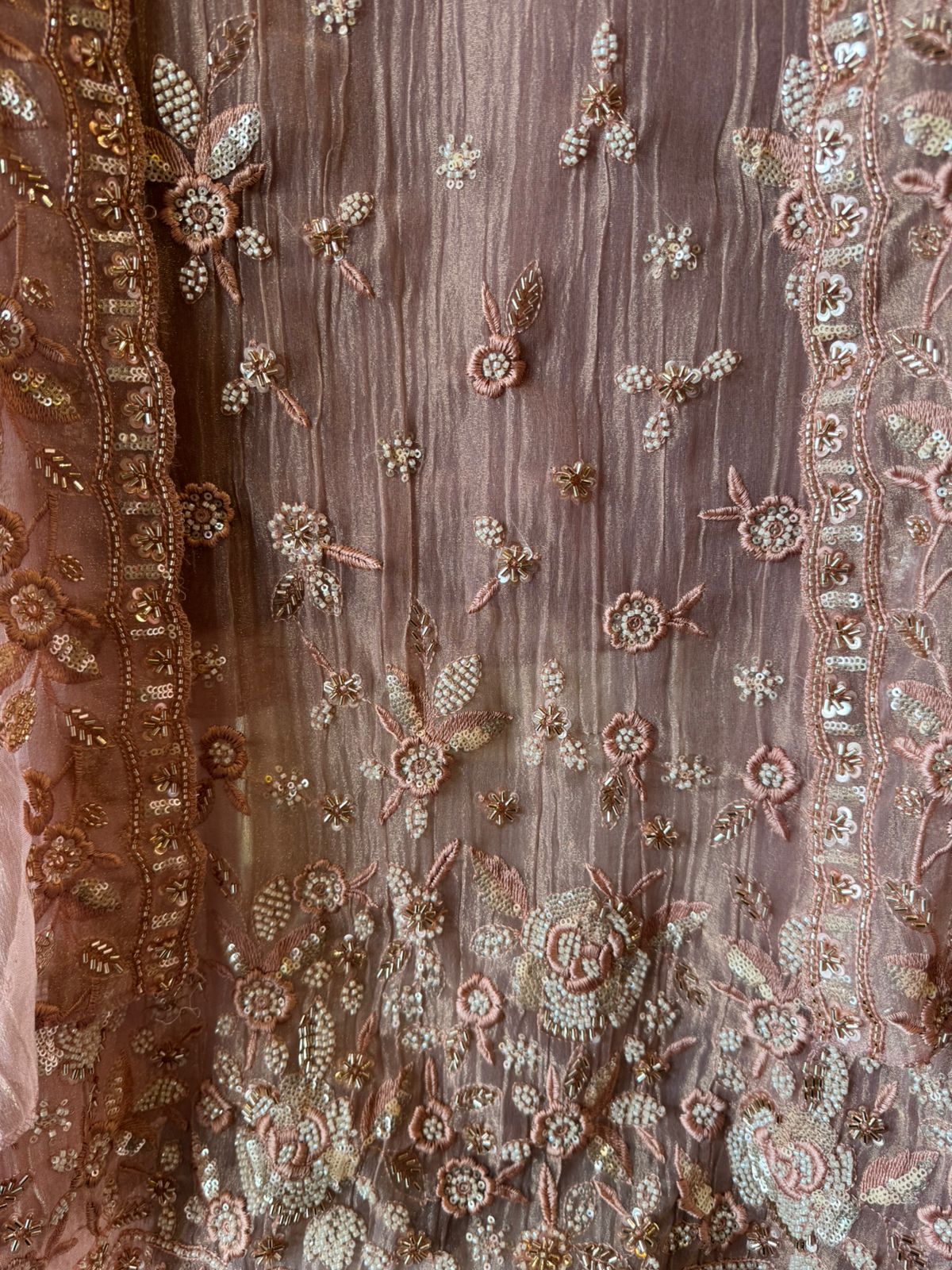 Pakistani Handwork Crushed Tissue Unstitched Suit