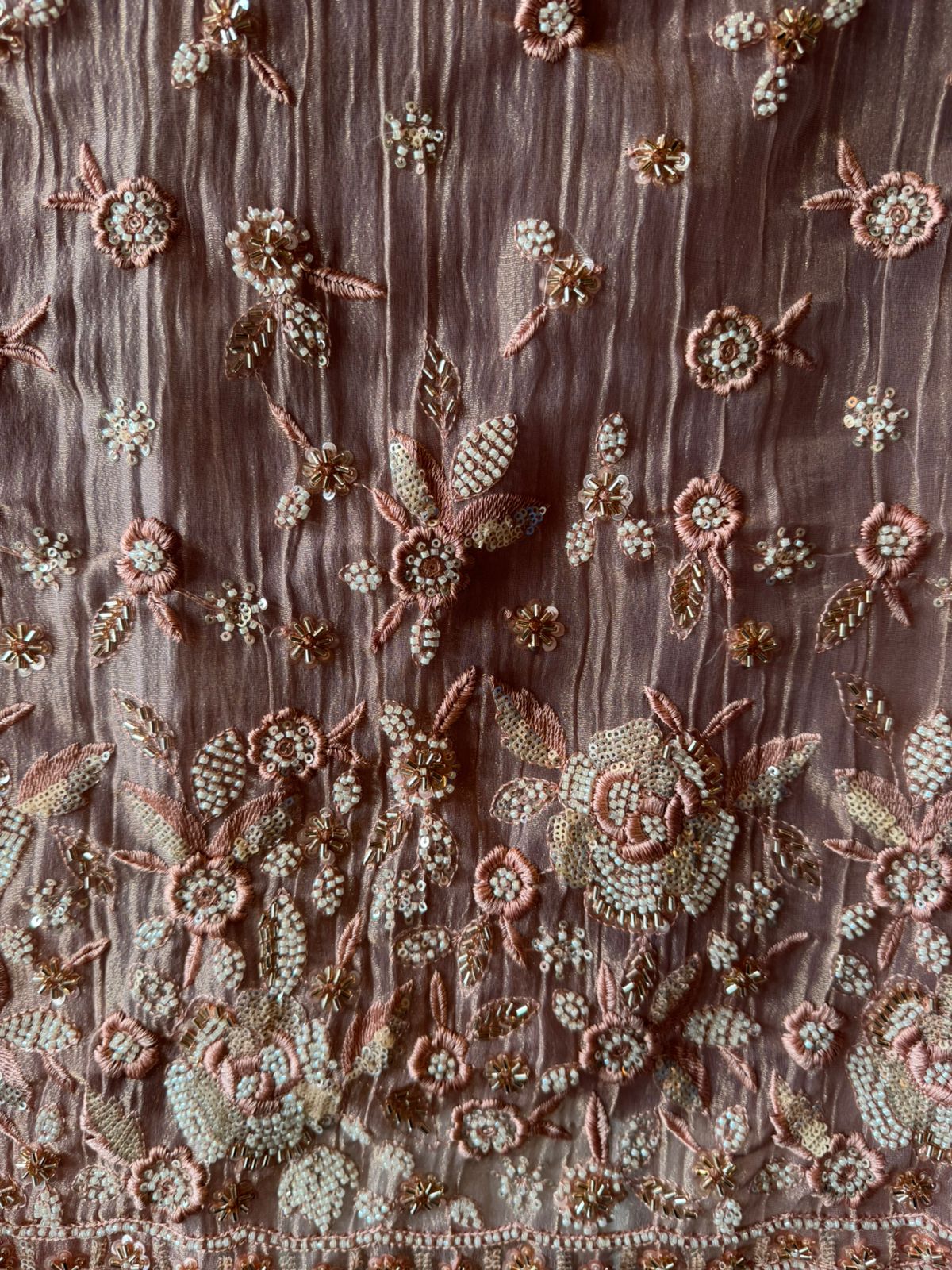 Pakistani Handwork Crushed Tissue Unstitched Suit