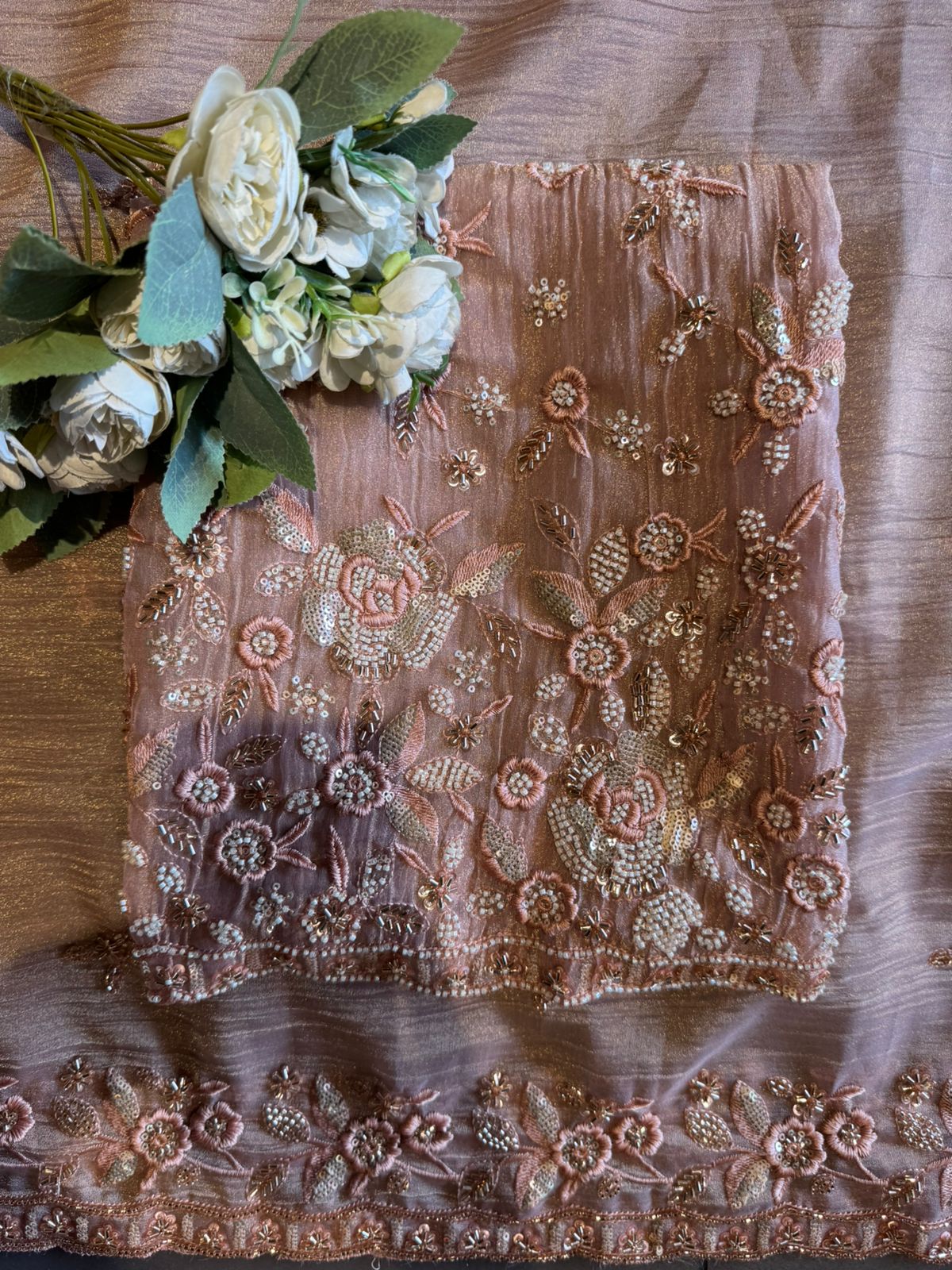 Pakistani Handwork Crushed Tissue Unstitched Suit