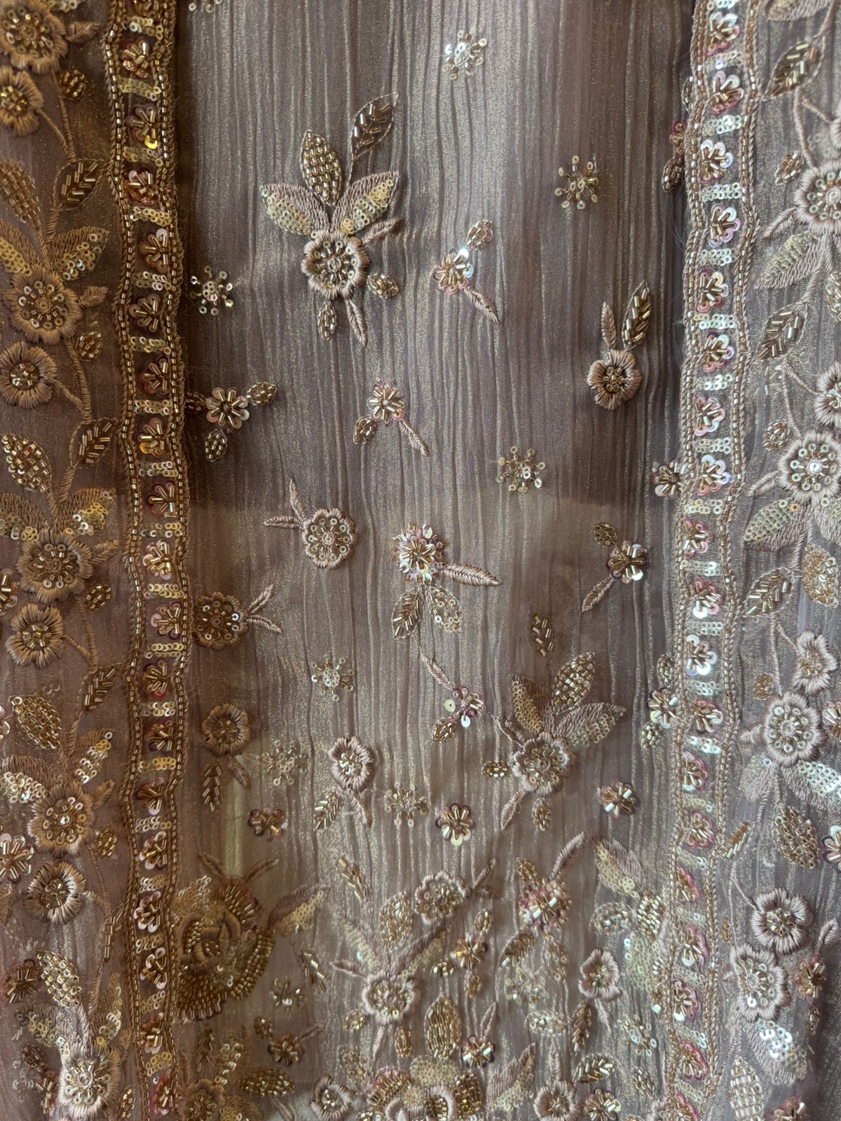 Pakistani Handwork Crushed Tissue Unstitched Suit