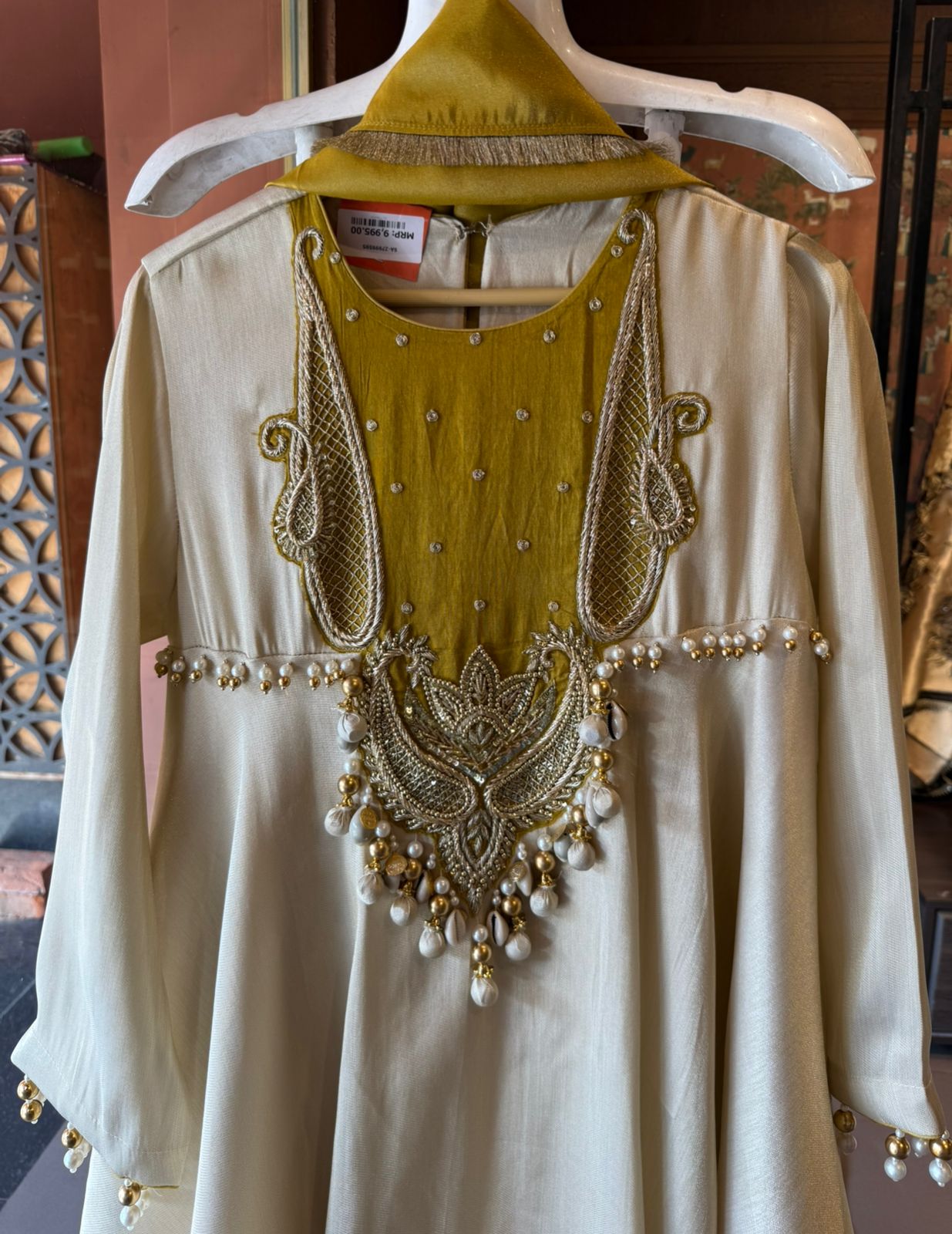 Elegant Ivory-Gold Designer Suit