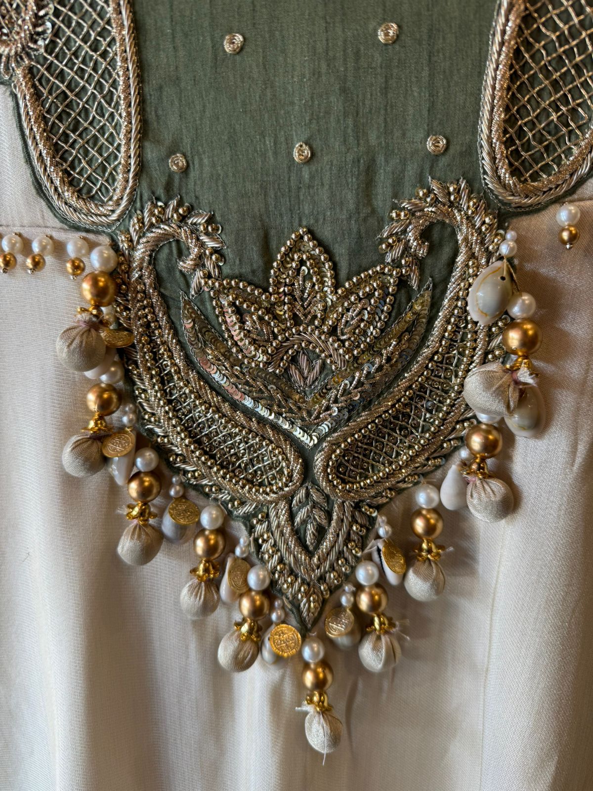 Elegant Ivory-Gold Designer Suit