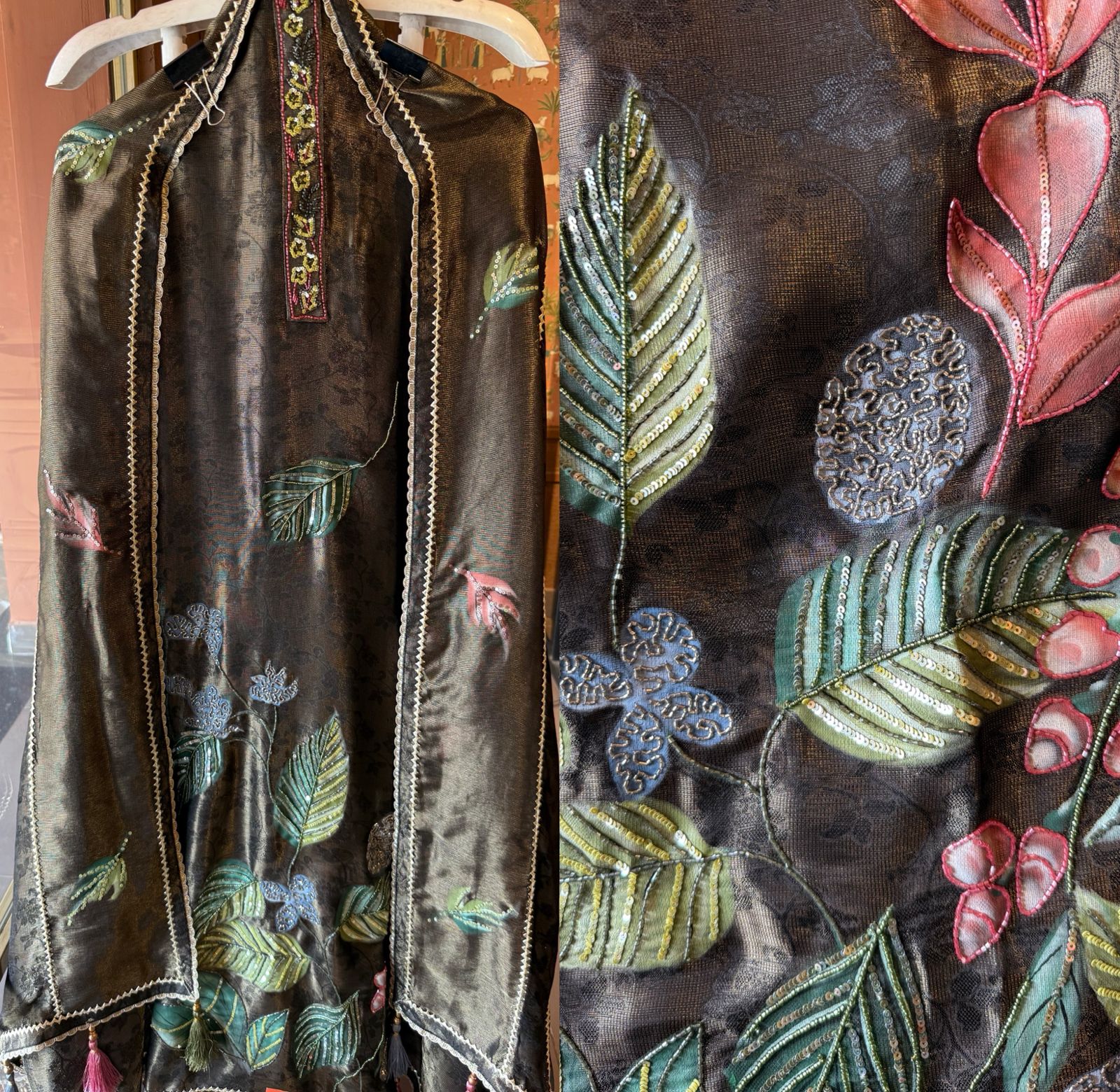 Royal Shimmer Jacquard Unstitched Suit