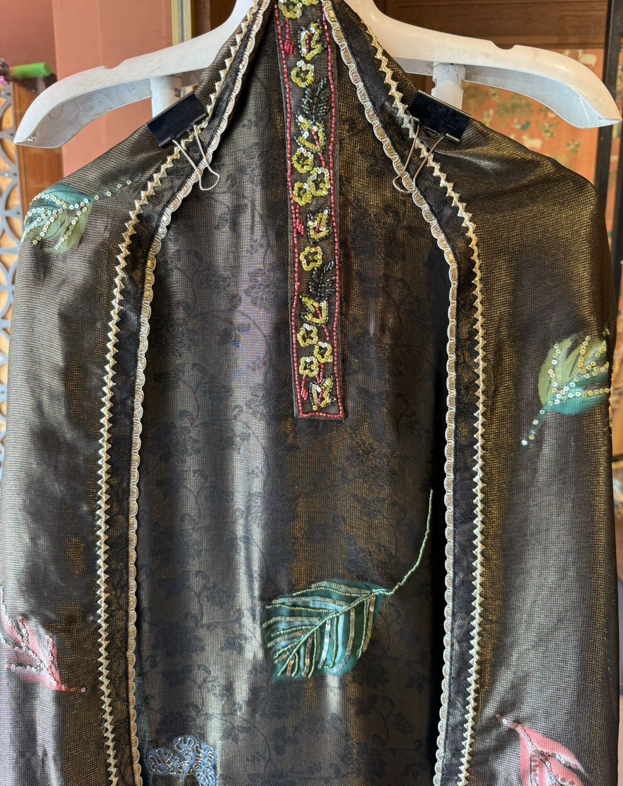 Royal Shimmer Jacquard Unstitched Suit