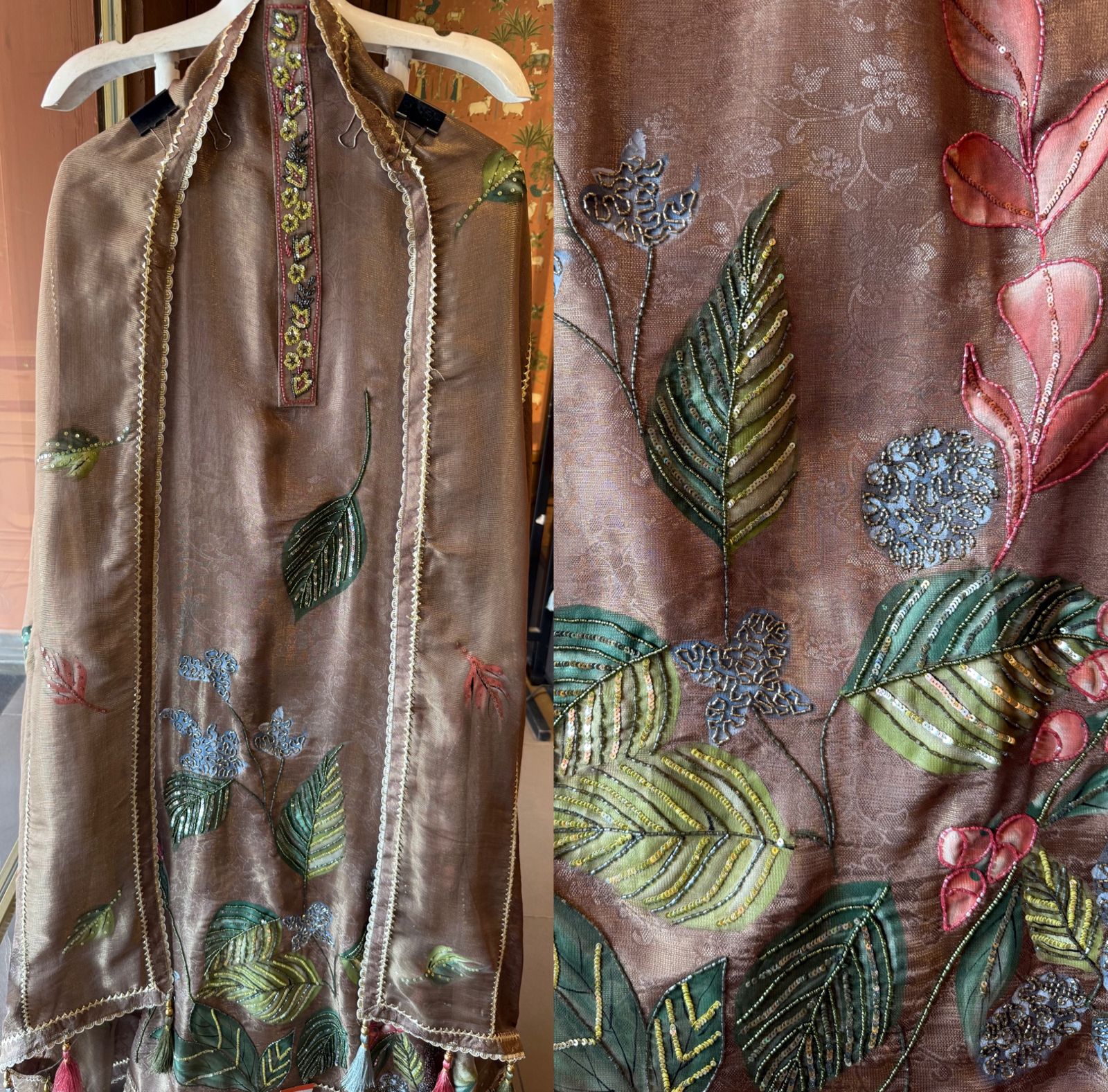 Royal Shimmer Jacquard Unstitched Suit