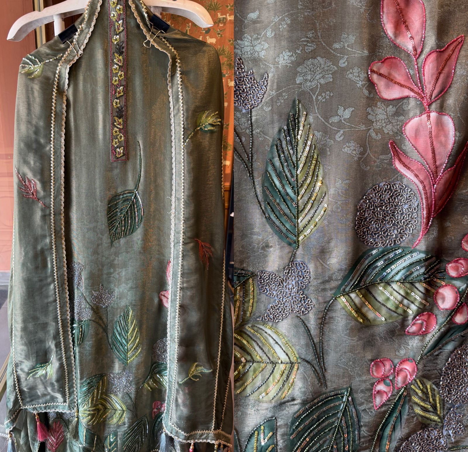 Royal Shimmer Jacquard Unstitched Suit