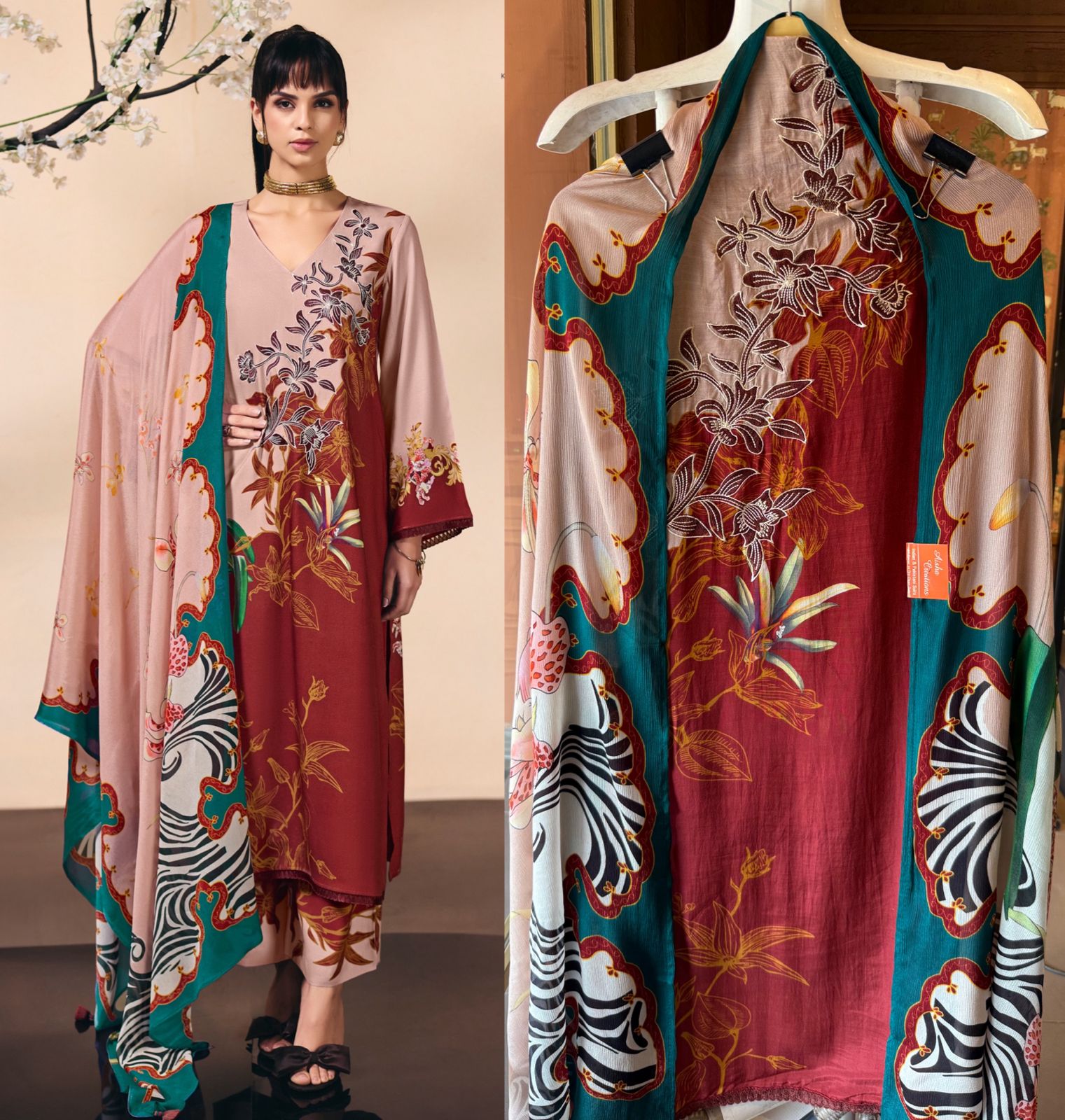 Pure muslin digital printed suit