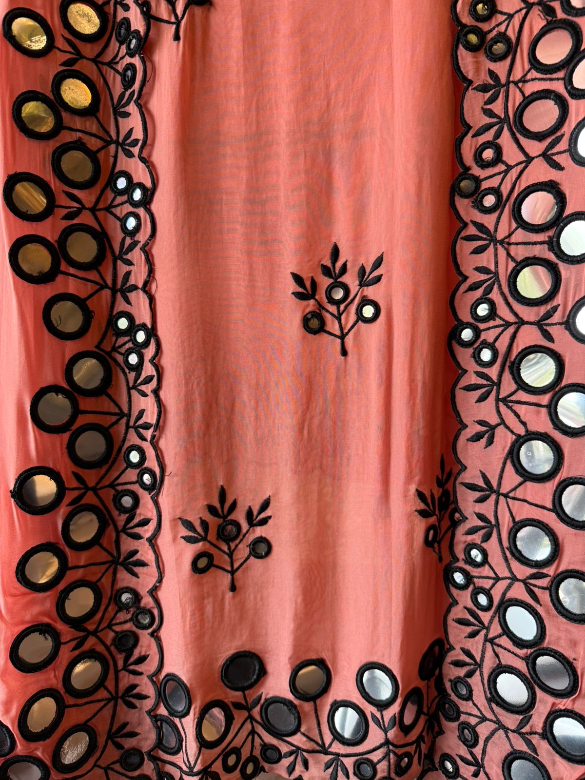 Premium Unstitched Suit With Mirror & Thread Embroidery