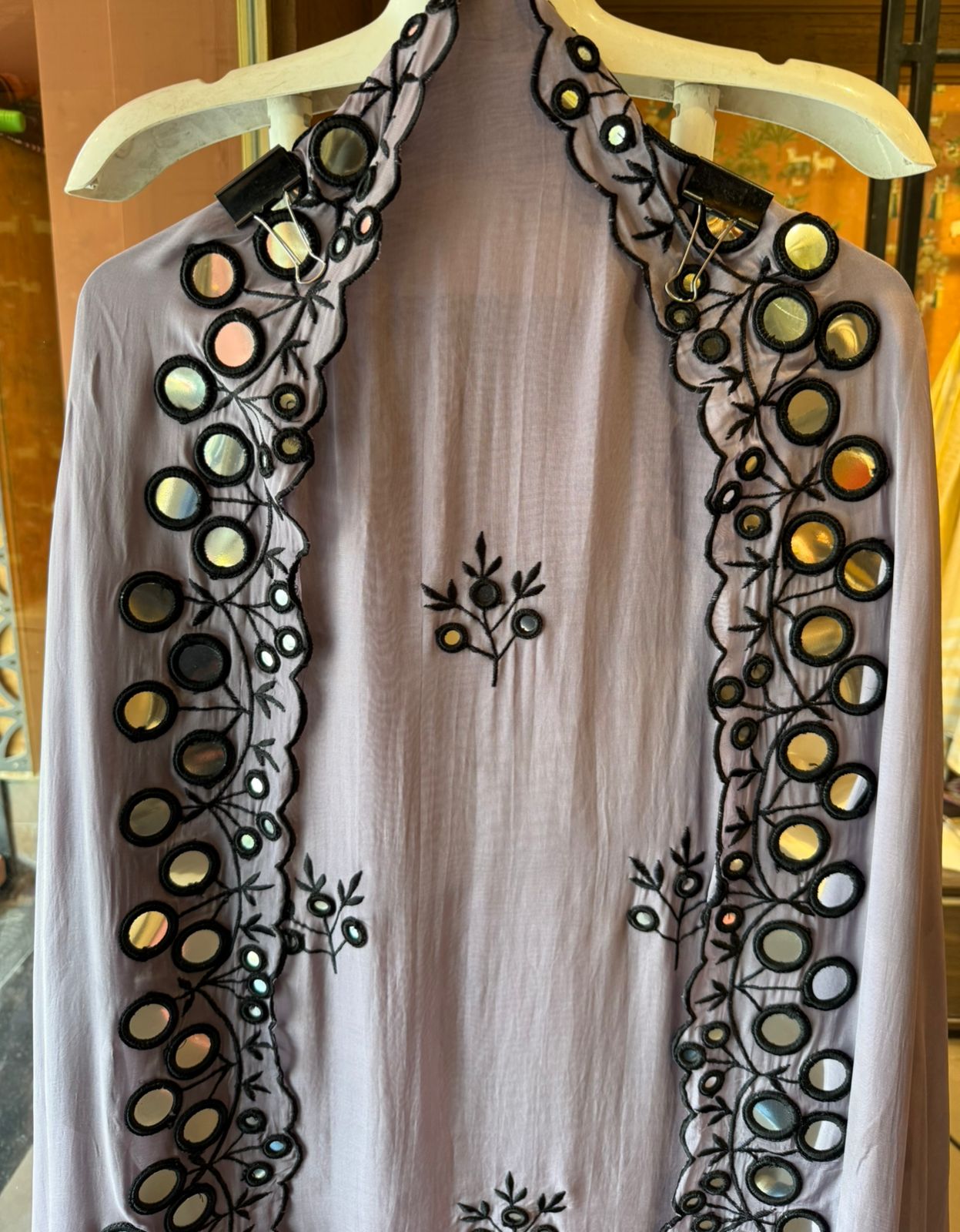 Premium Unstitched Suit With Mirror & Thread Embroidery