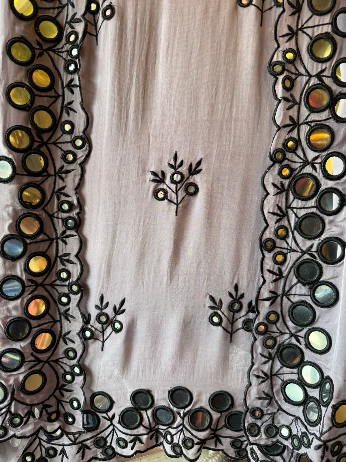 Premium Unstitched Suit With Mirror & Thread Embroidery