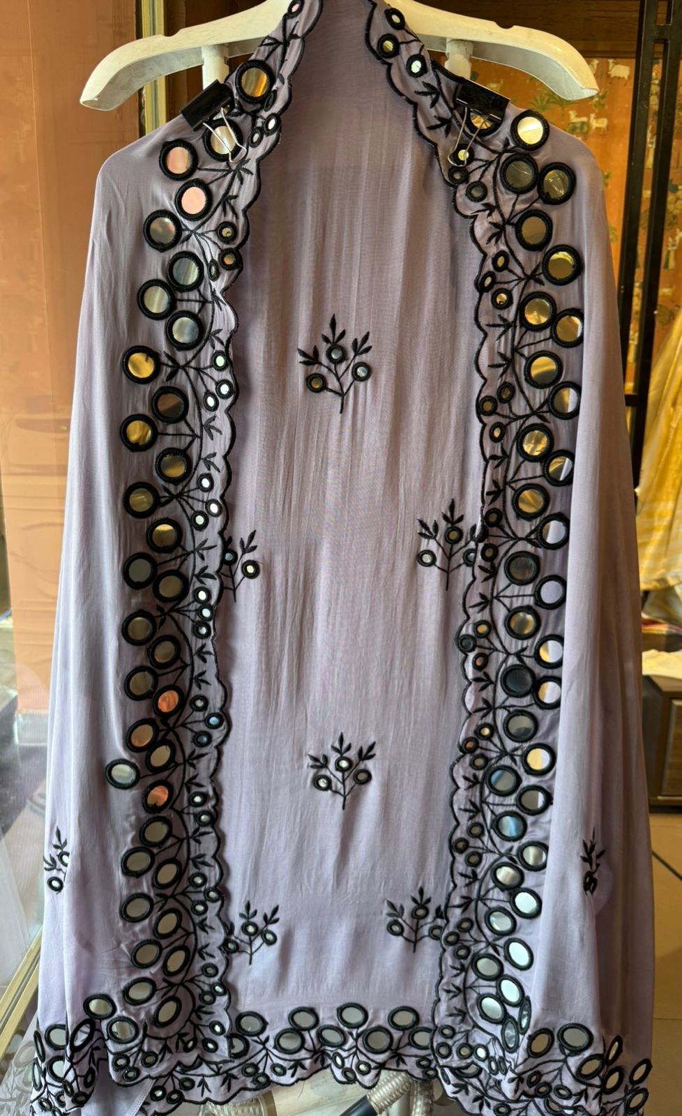 Premium Unstitched Suit With Mirror & Thread Embroidery