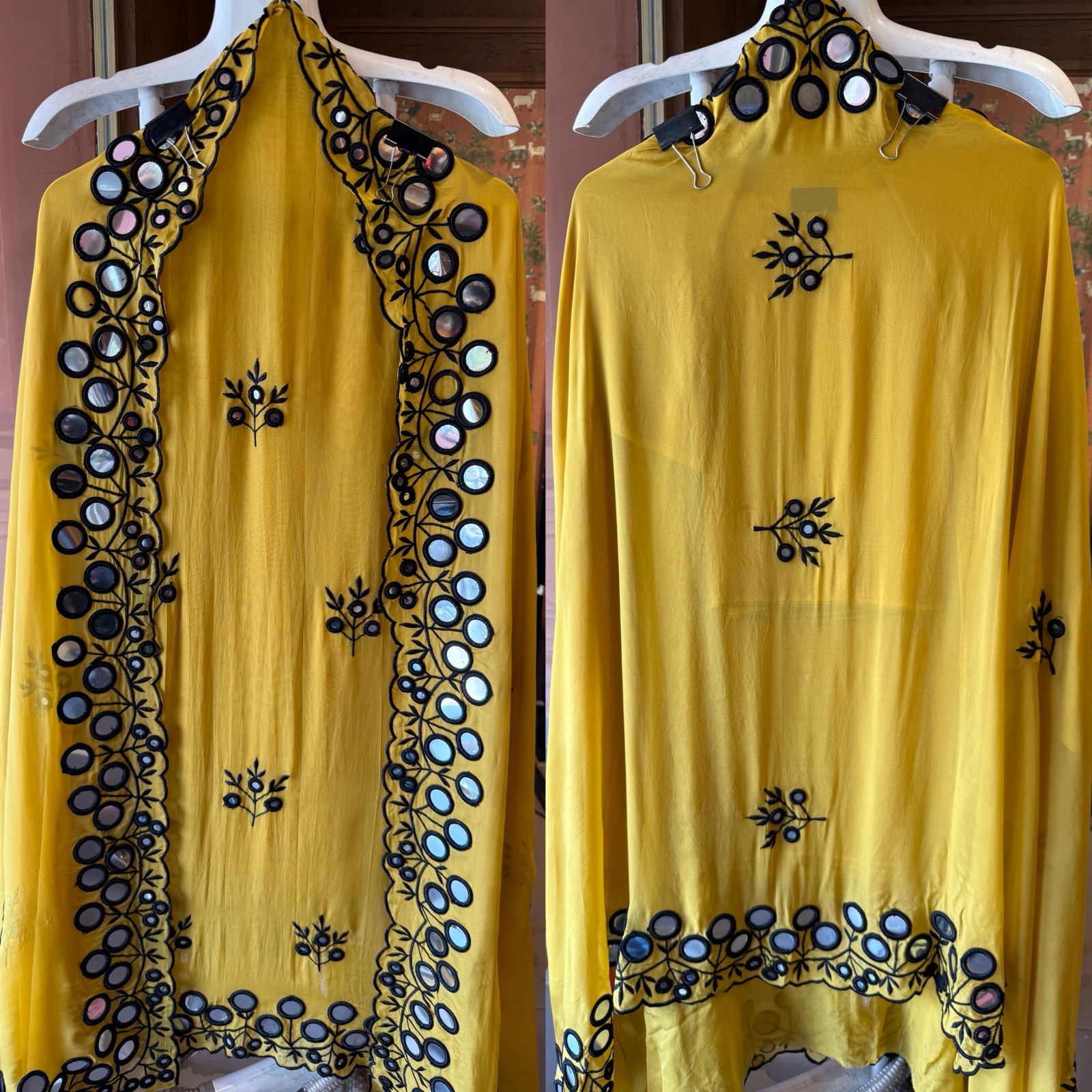 Premium Unstitched Suit With Mirror & Thread Embroidery