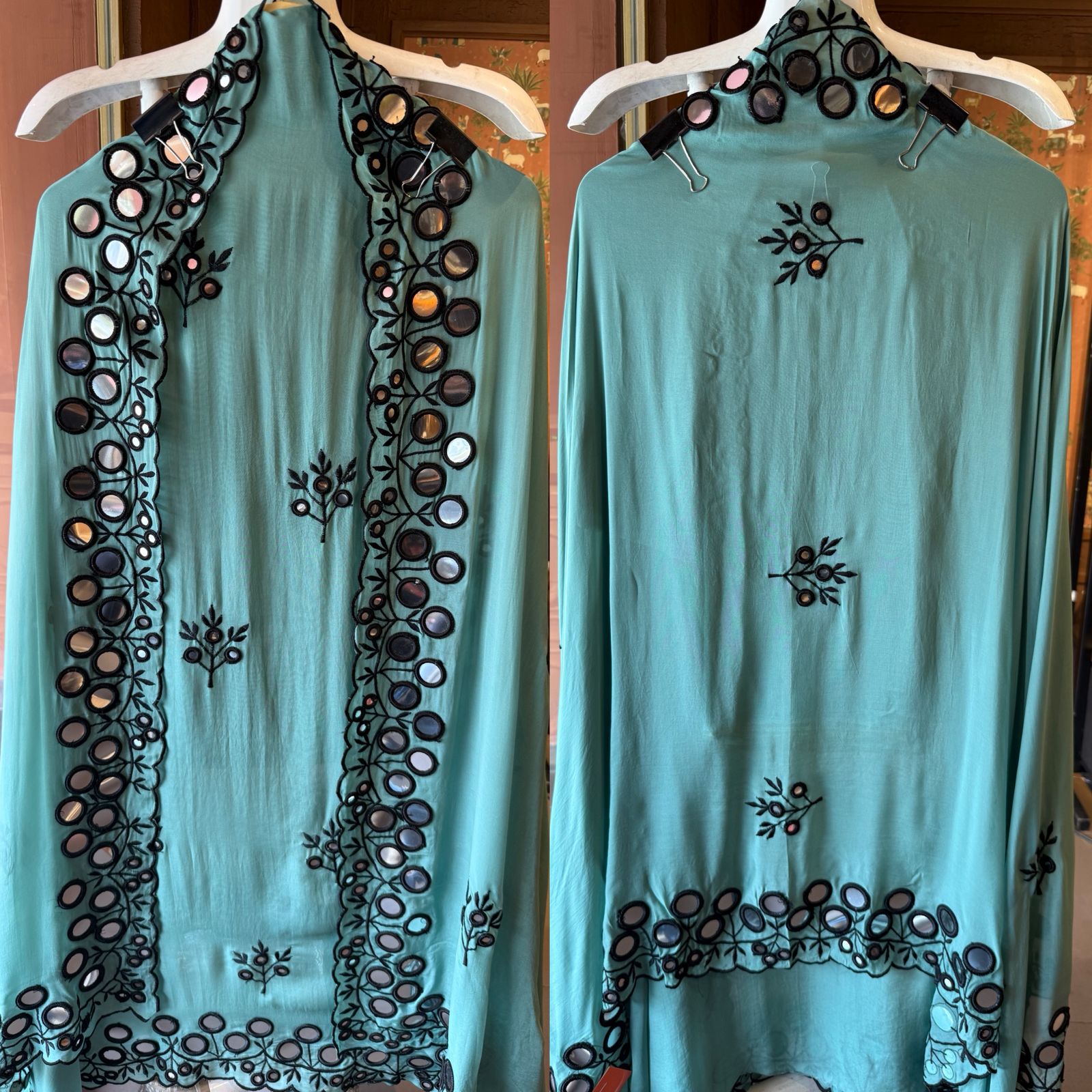 Premium Unstitched Suit With Mirror & Thread Embroidery