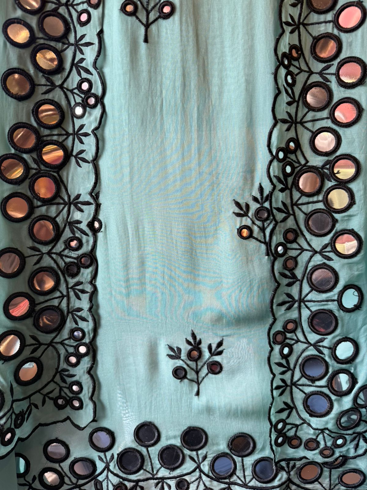 Premium Unstitched Suit With Mirror & Thread Embroidery