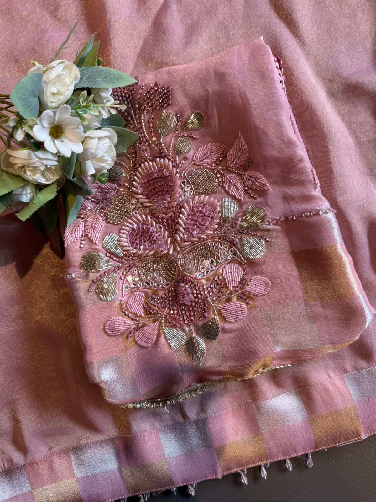 Premium Unstitched Suit With Heavy Hand Embellishment