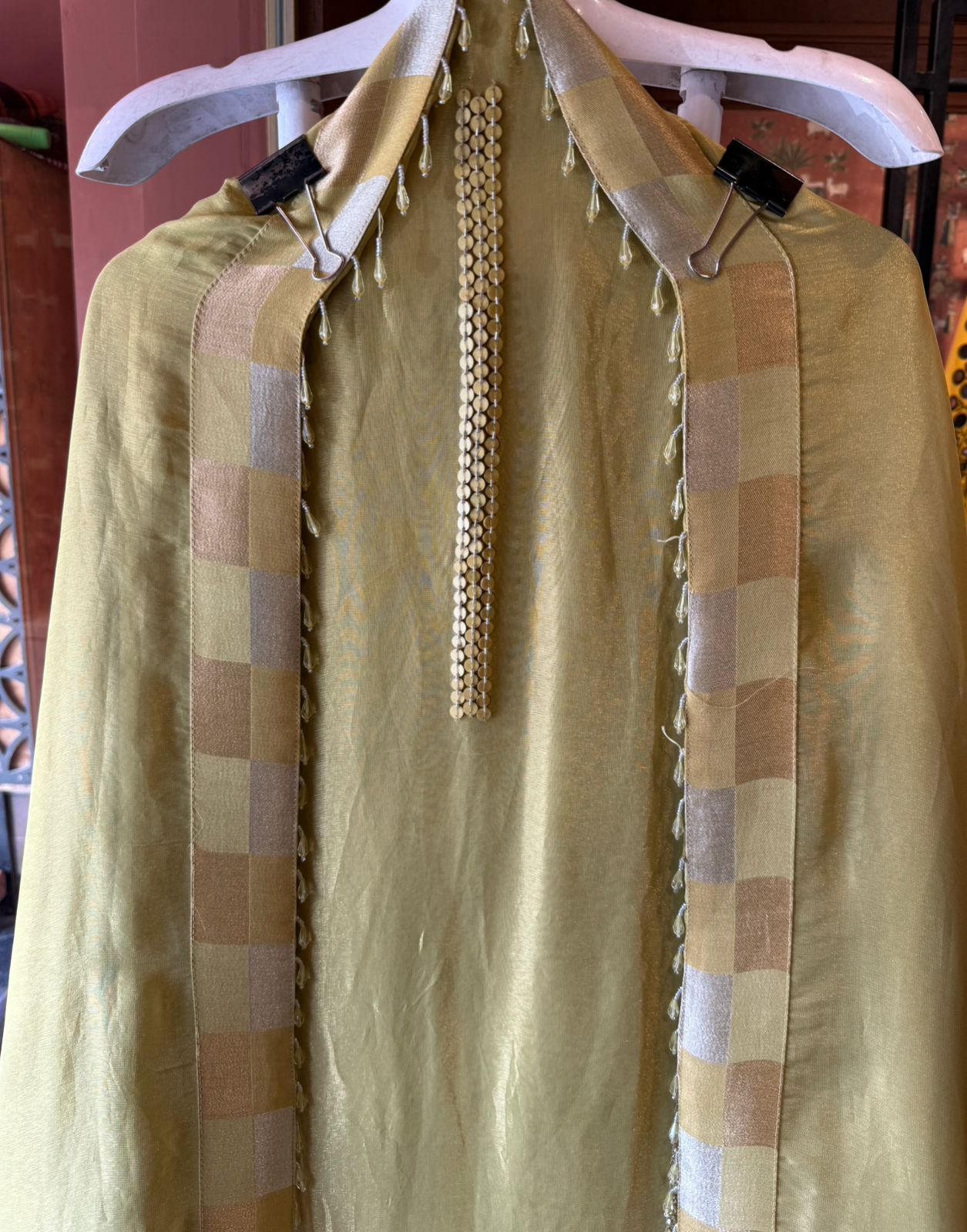 Premium Unstitched Suit With Heavy Hand Embellishment