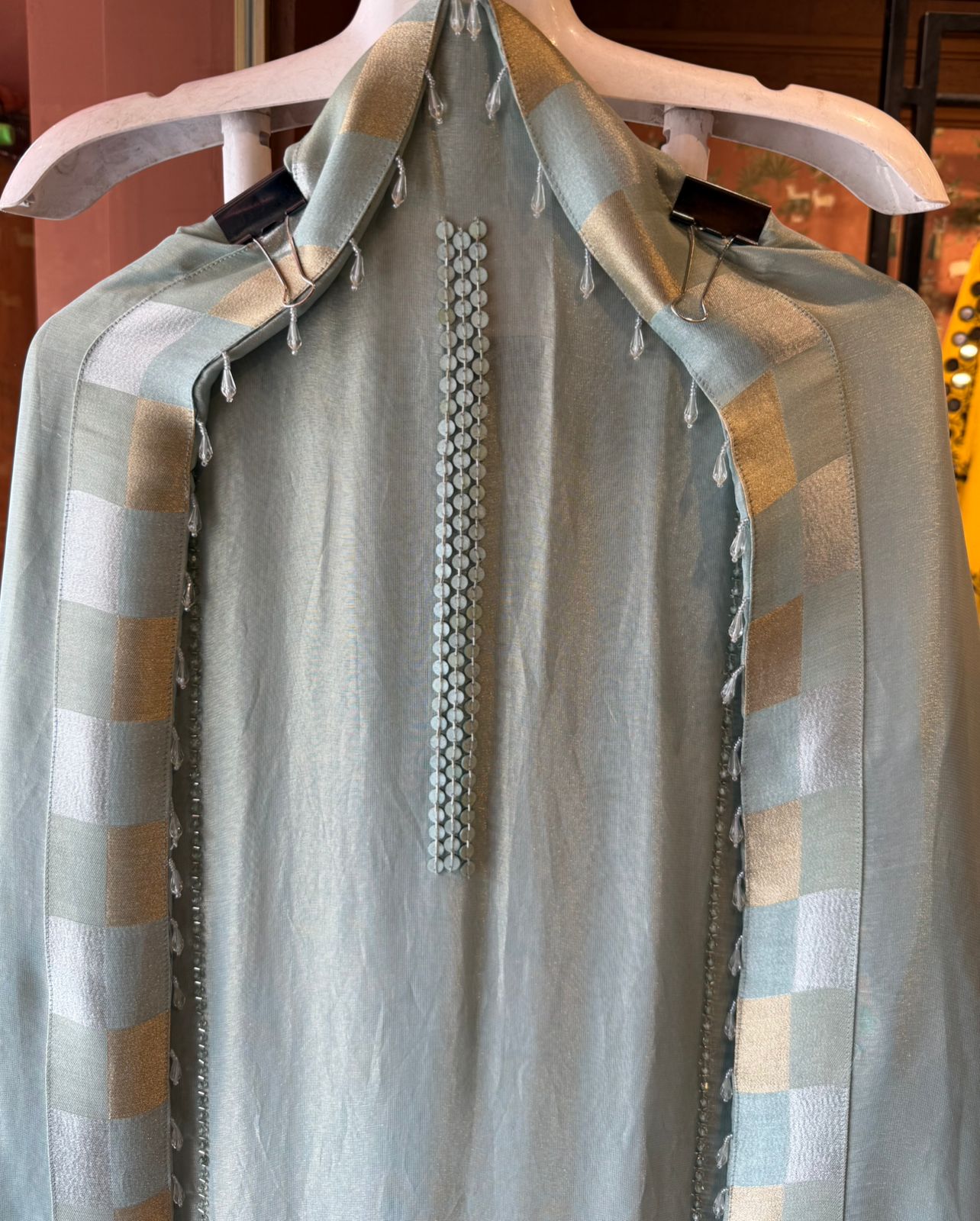 Premium Unstitched Suit With Heavy Hand Embellishment