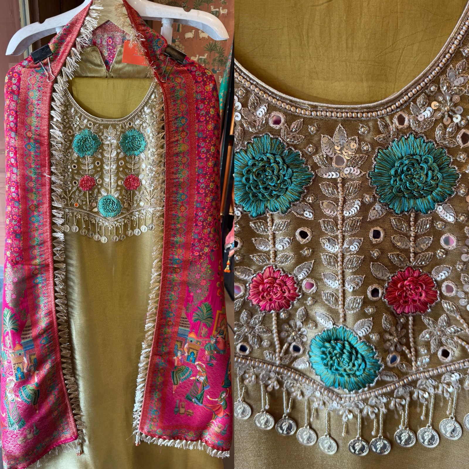 Shirt -Giraffe tissue Unstitched Shirt