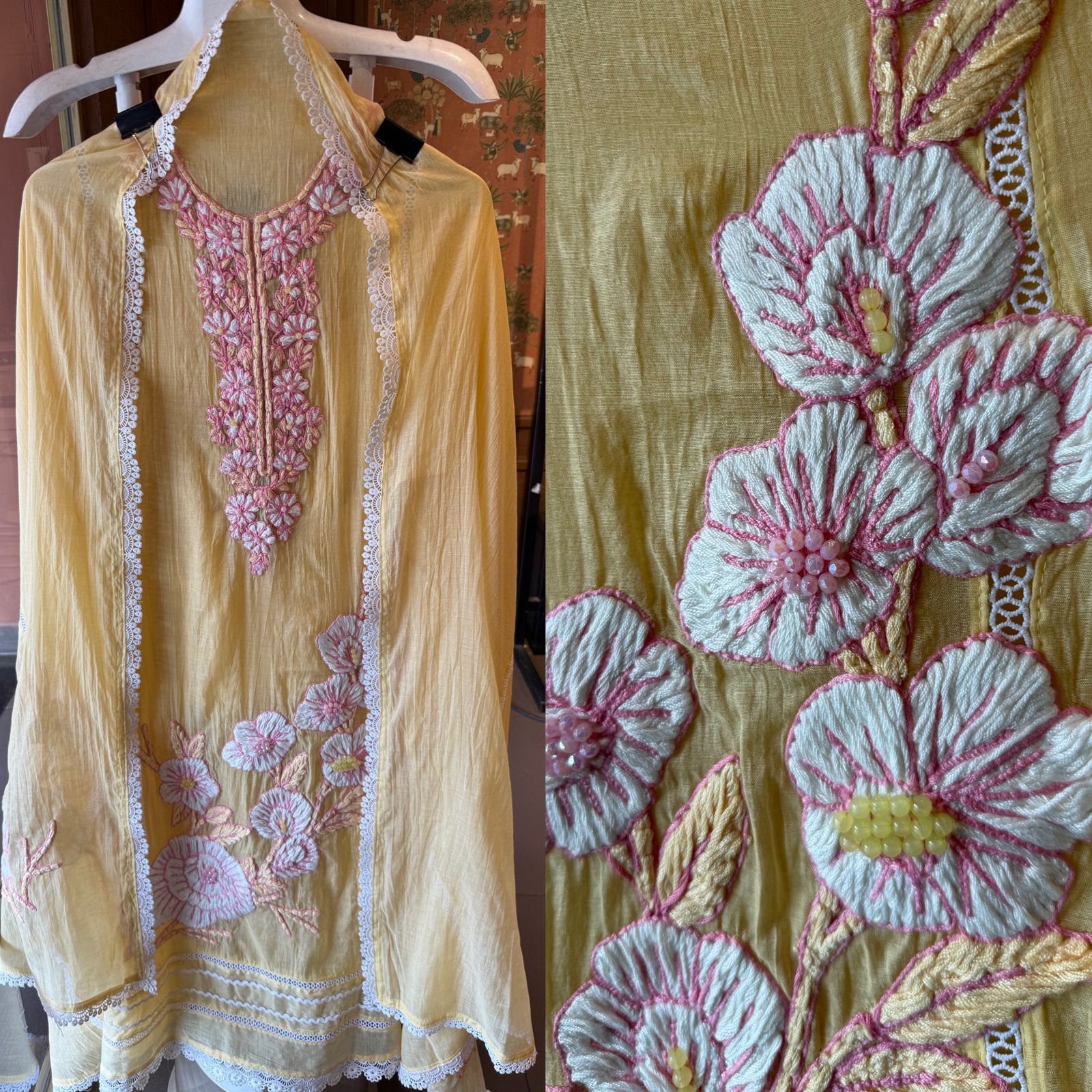 Mul Chanderi Embroidered Unstitched Suit