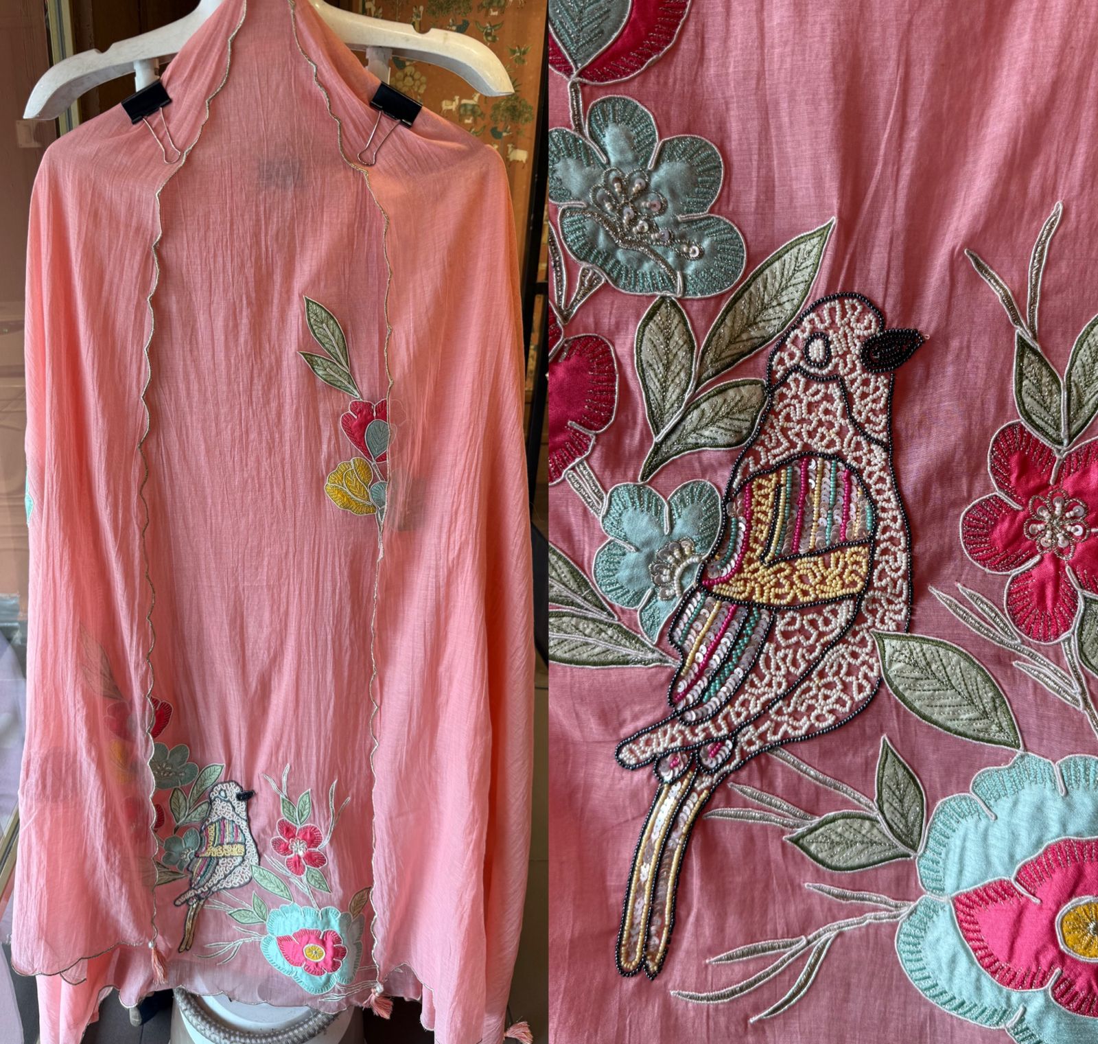 Floral & Bird Appliqué Mul Suit