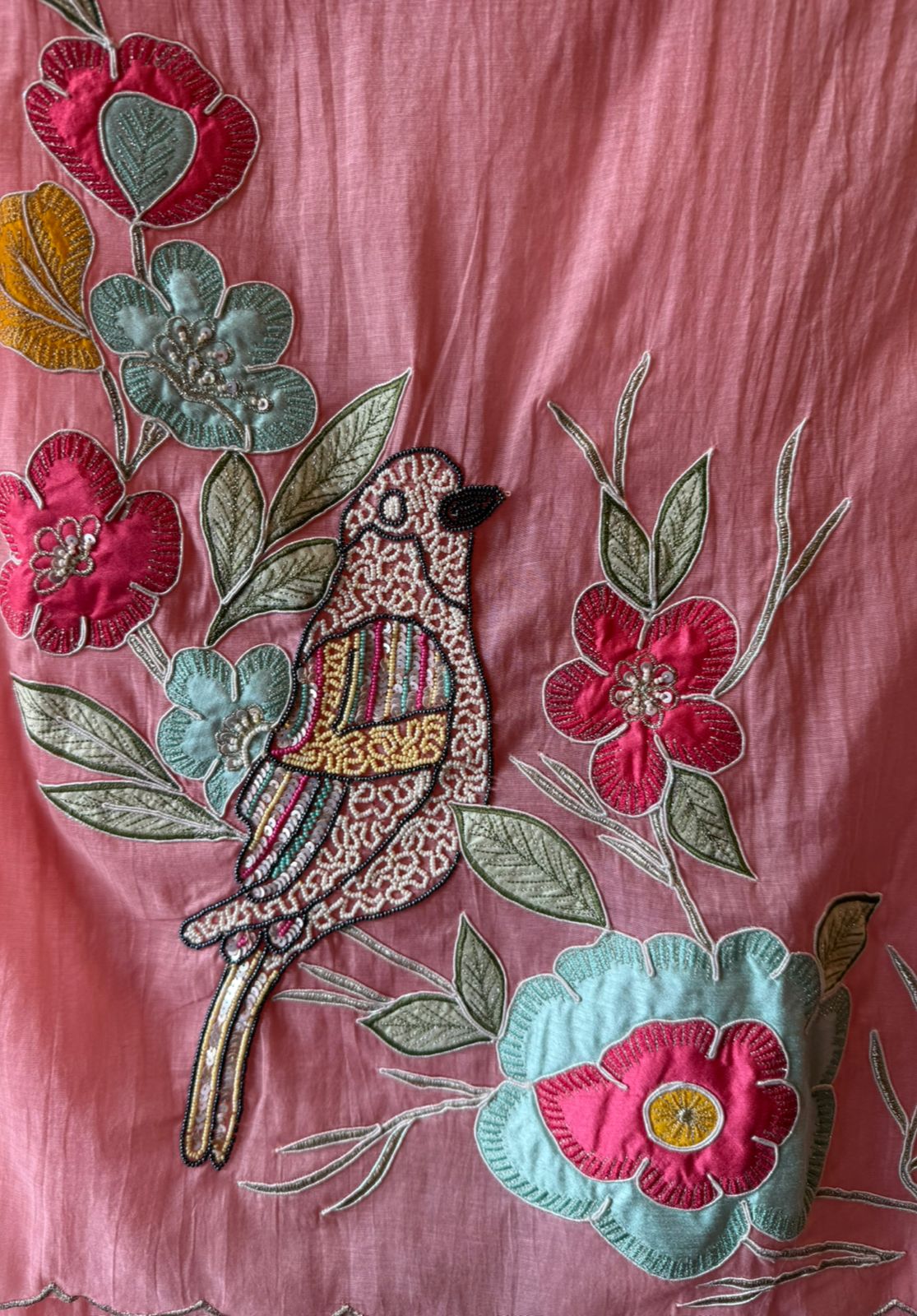 Floral & Bird Appliqué Mul Suit
