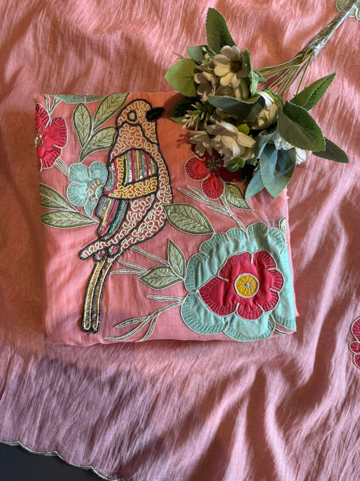 Floral & Bird Appliqué Mul Suit