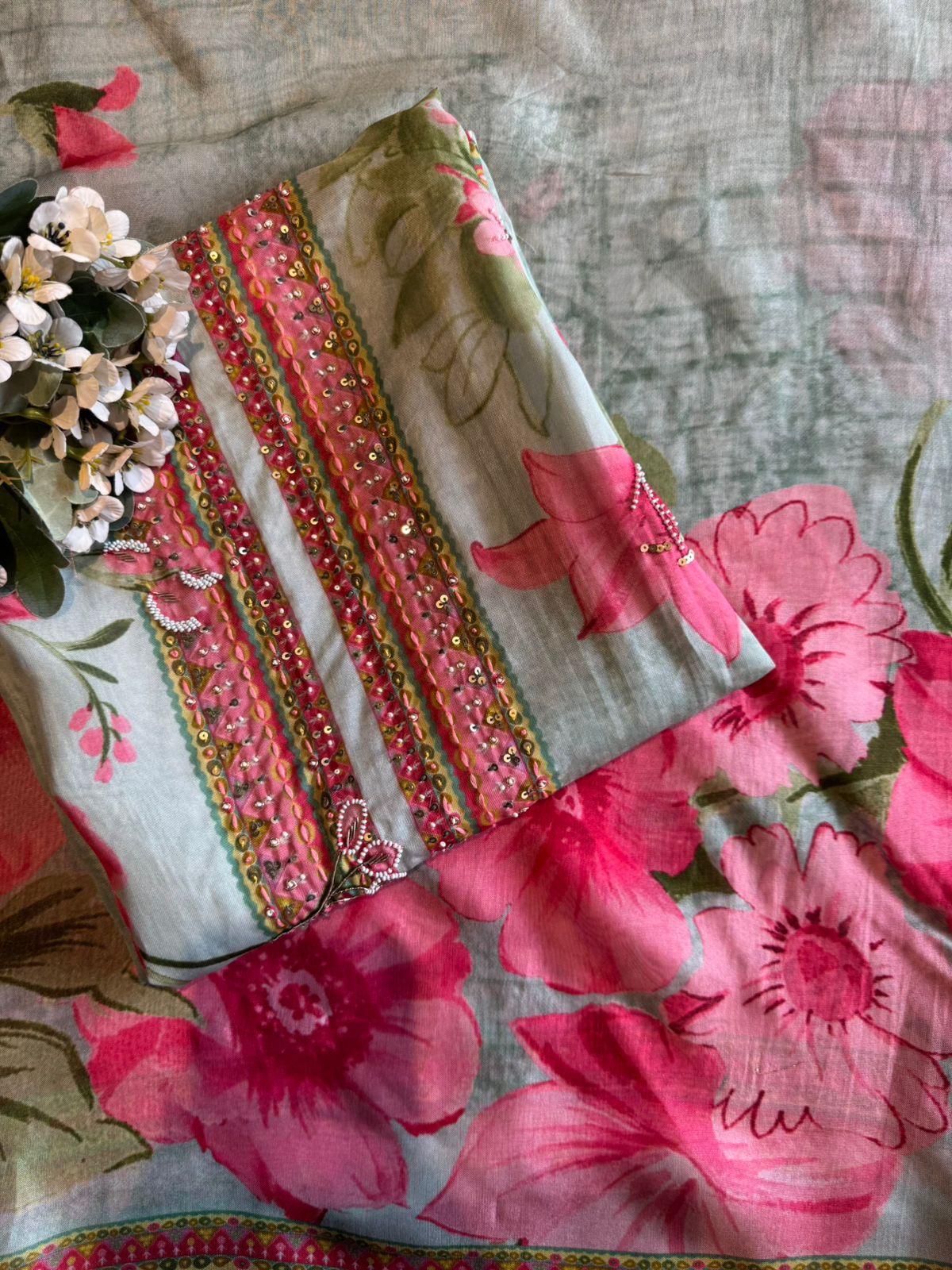 Organza Unstitched Suit