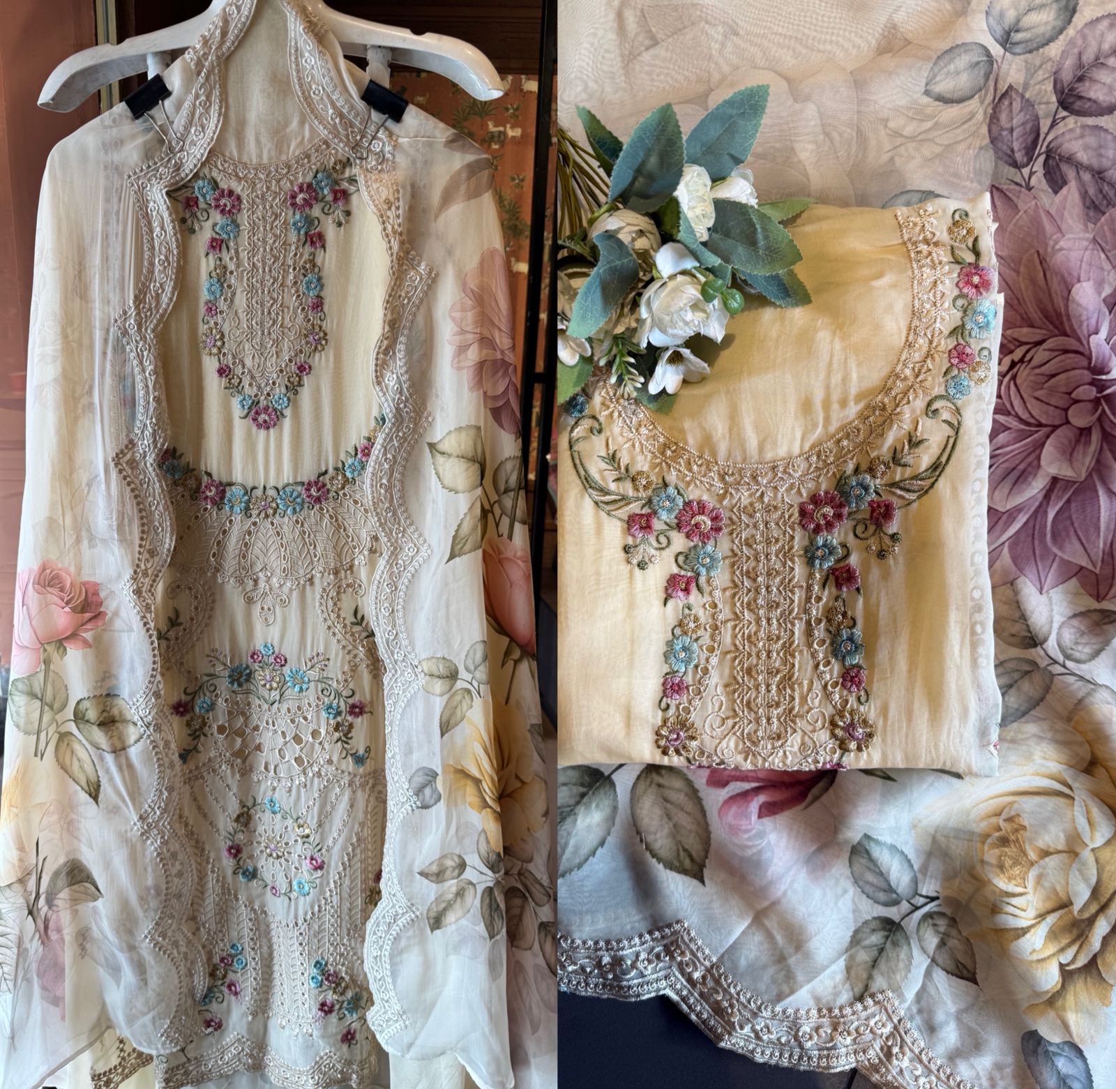 Soft organza Unstitched Shirt