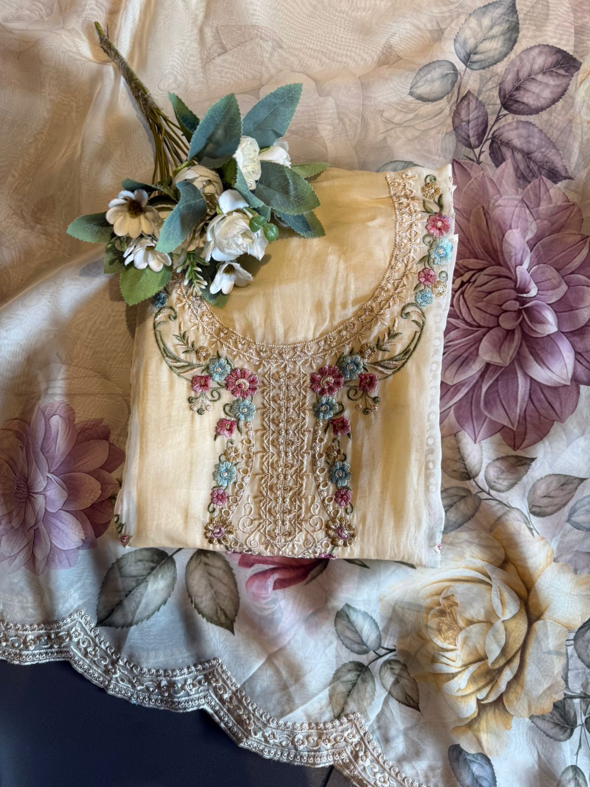 Soft organza Unstitched Shirt