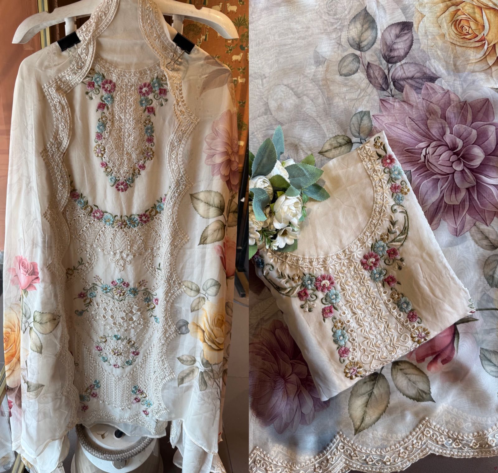 Soft organza Unstitched Shirt