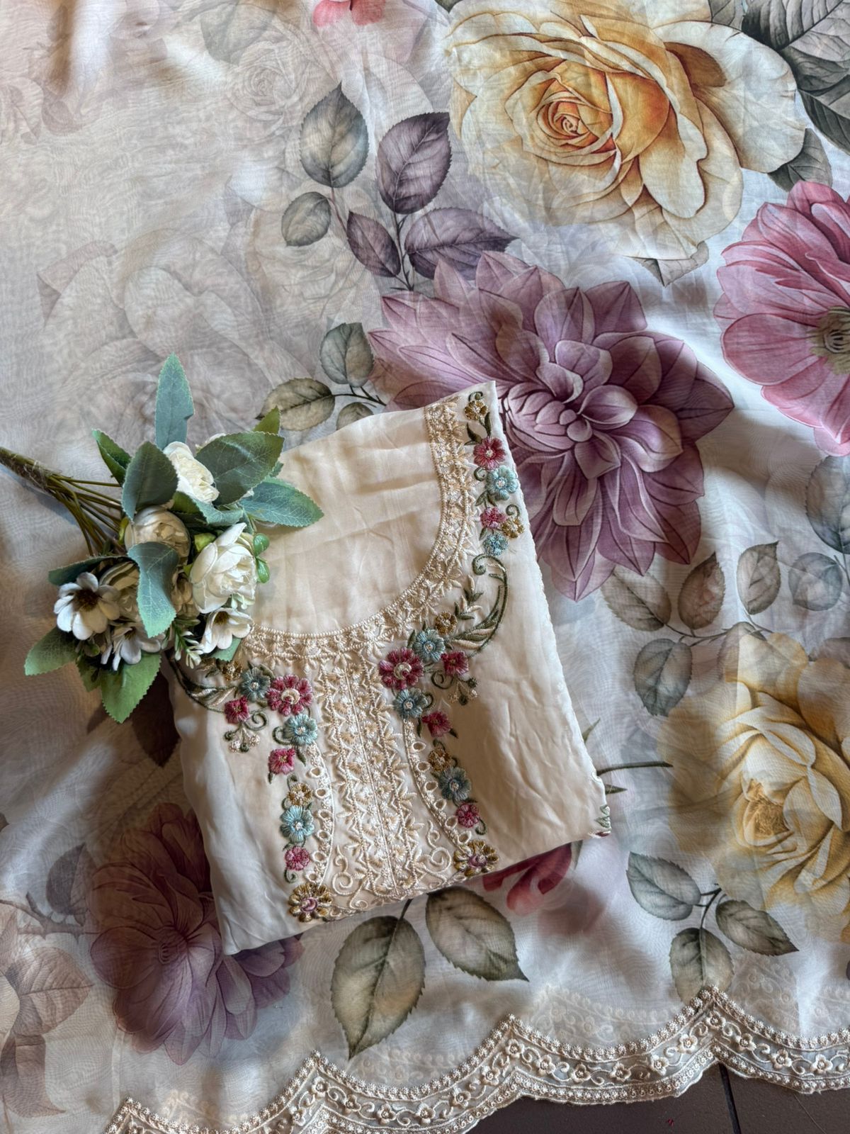 Soft organza Unstitched Shirt