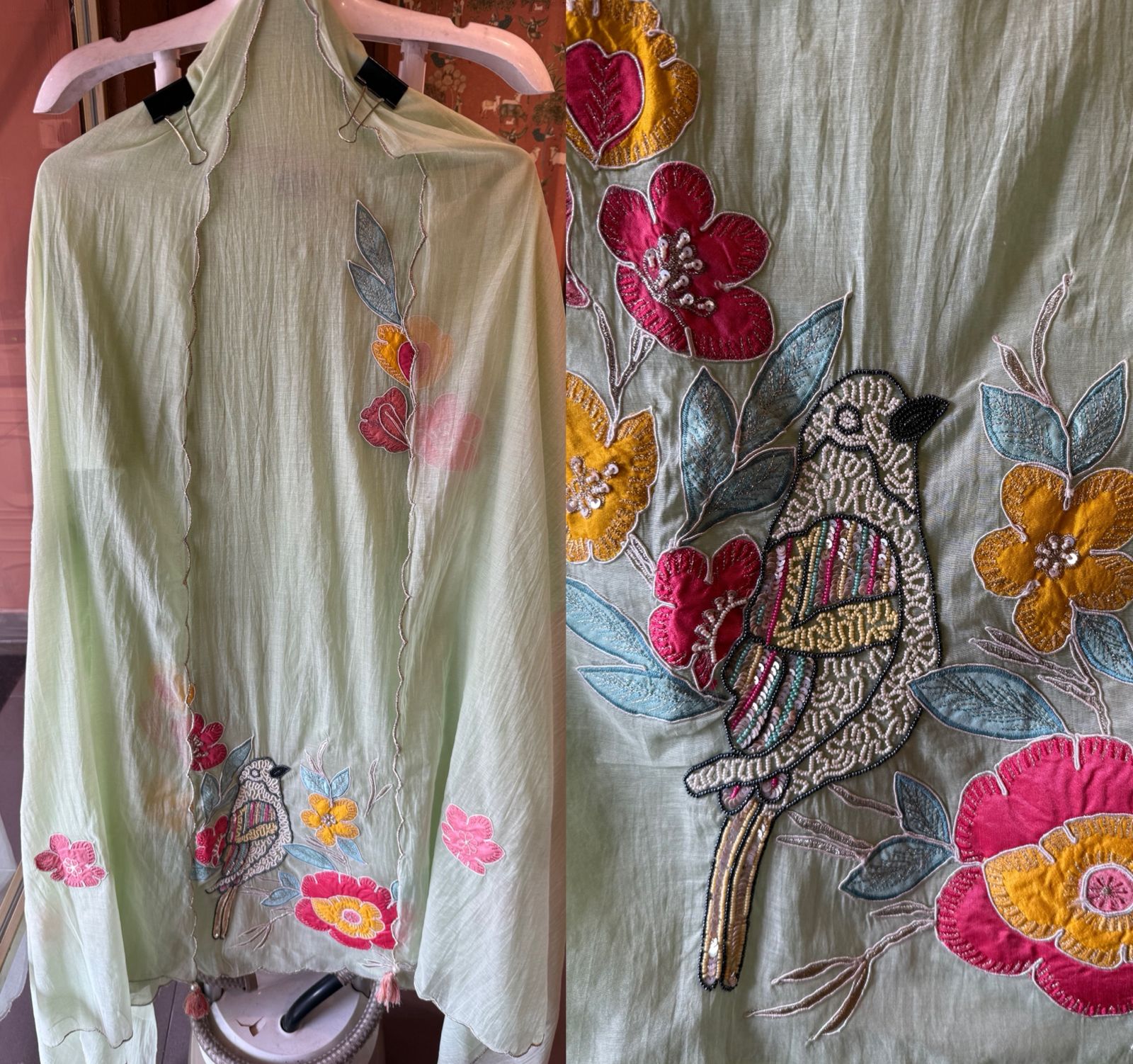 Floral & Bird Appliqué Mul Suit