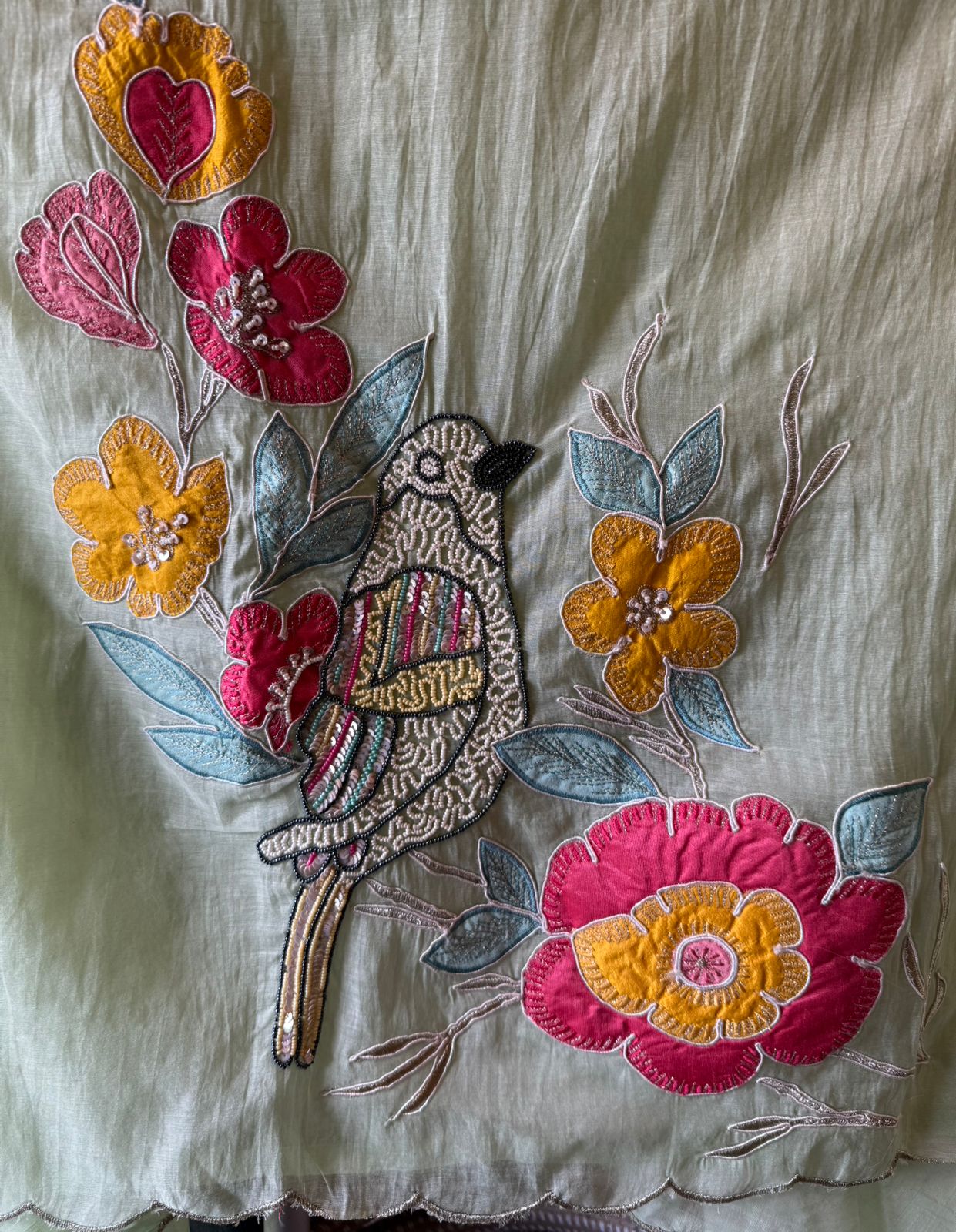 Floral & Bird Appliqué Mul Suit