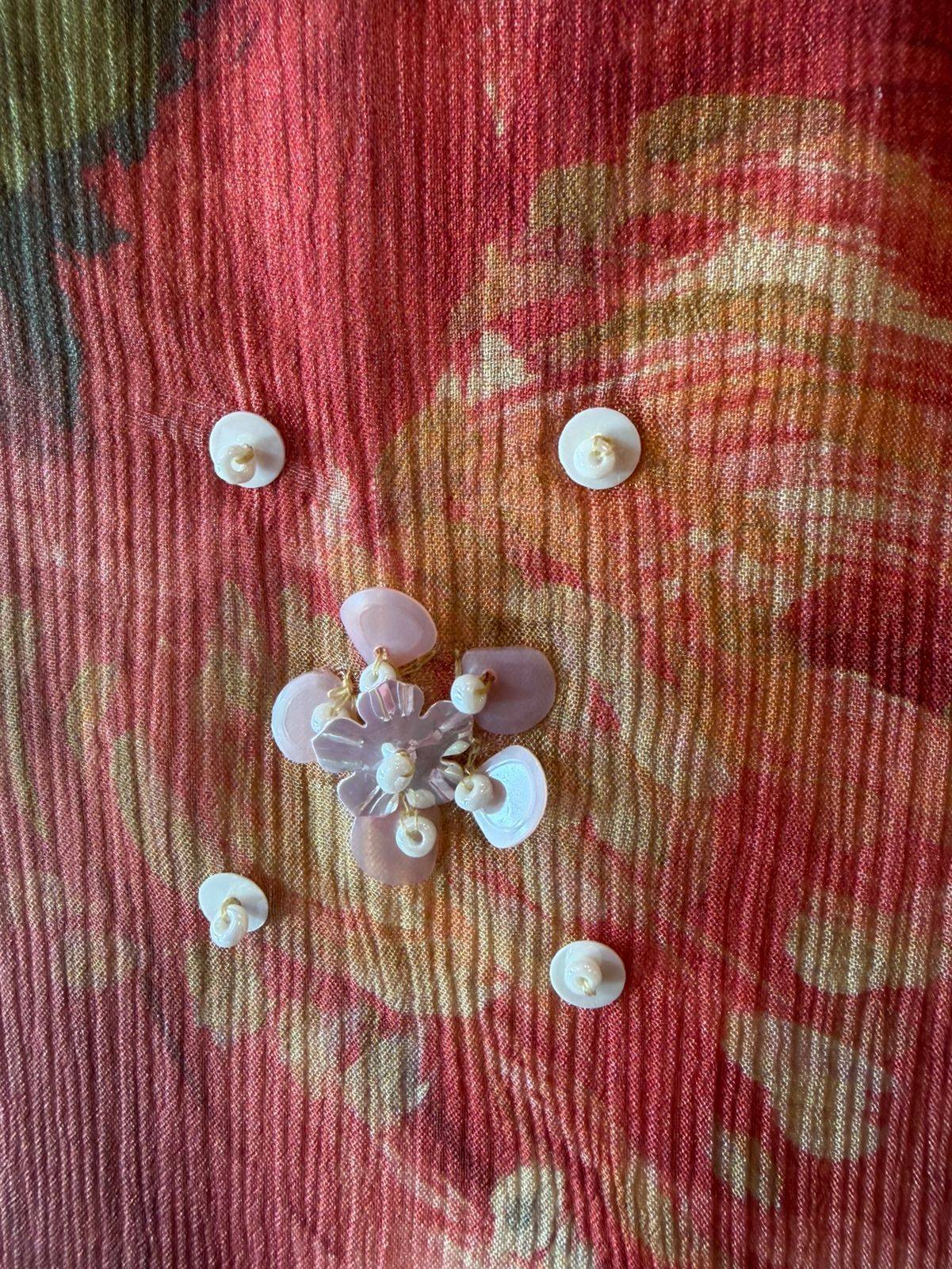 Ivory Bloom Elegance Pearl & Stone Chiffon Set