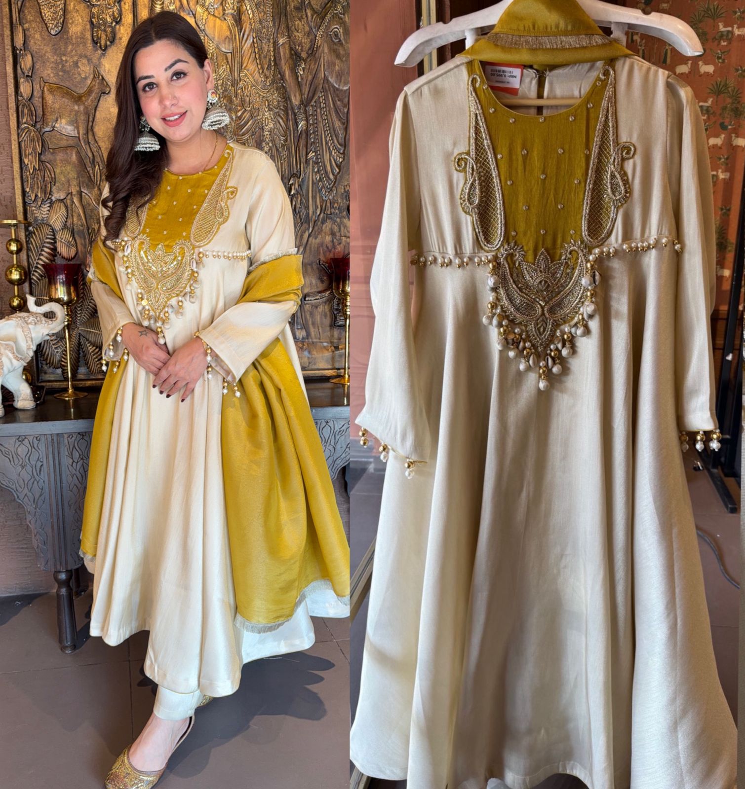 Elegant Ivory-Gold Designer Suit